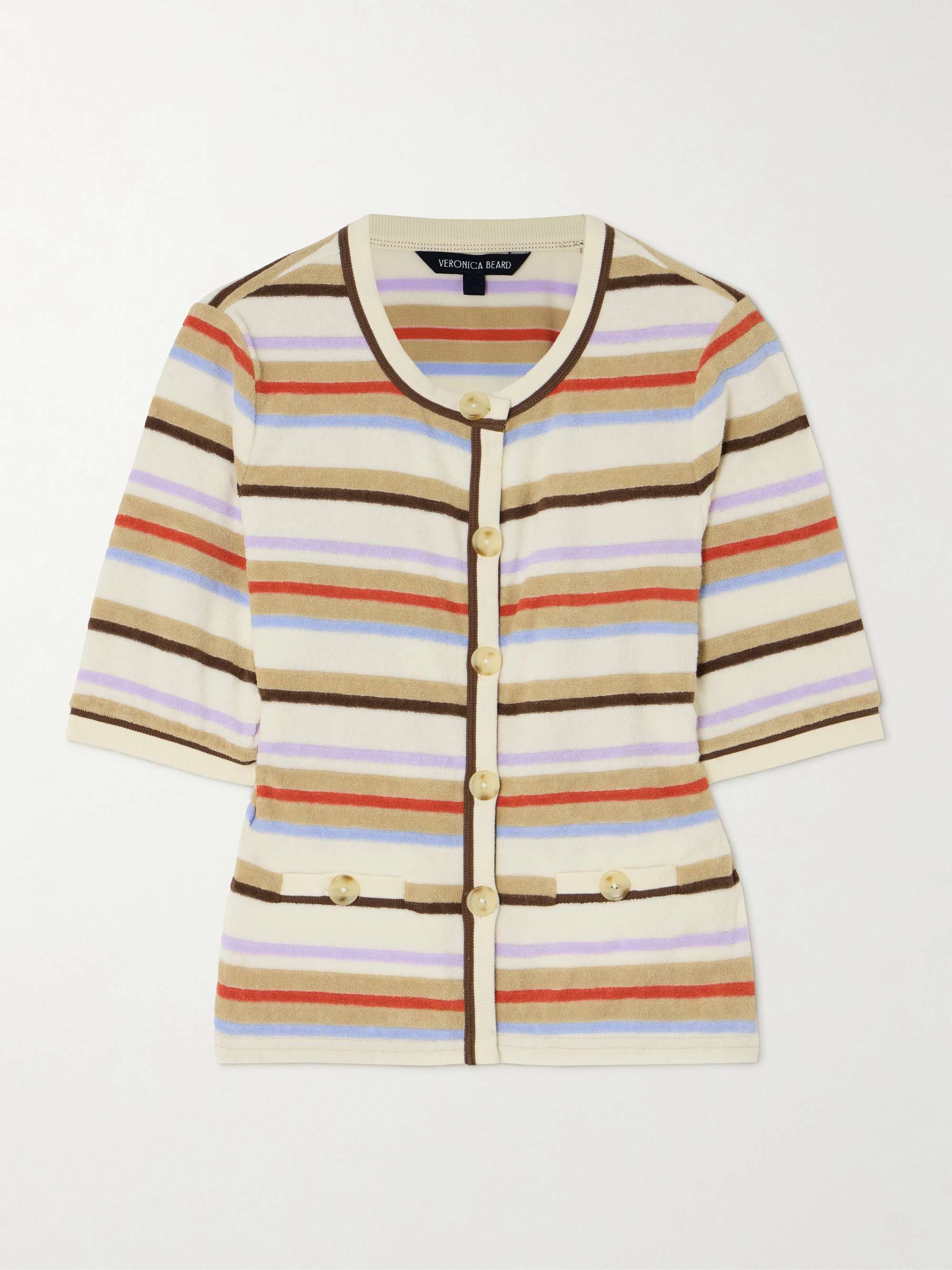 Brendan striped cotton-blend terry cardigan view