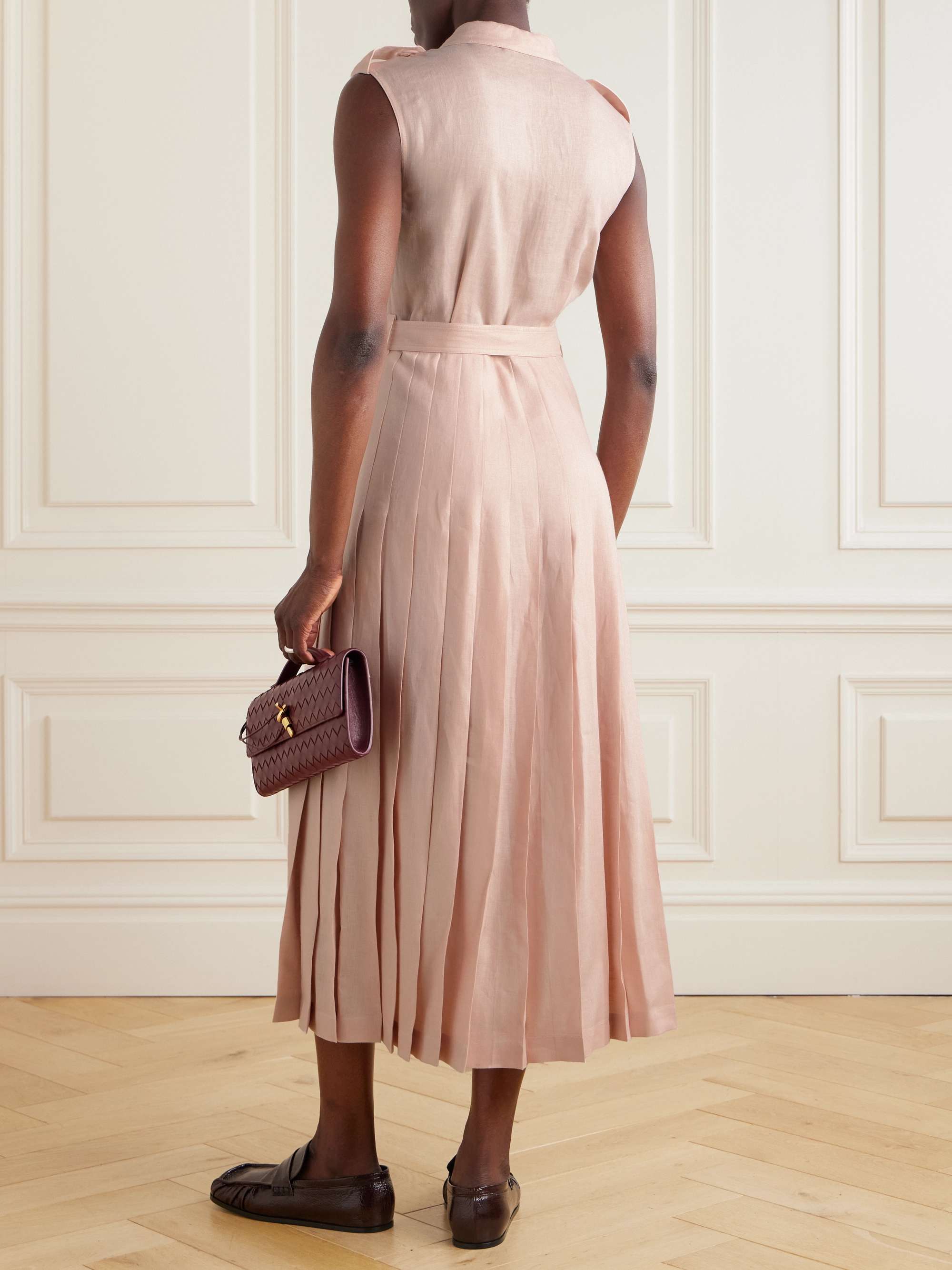 Bryce belted pleated linen midi wrap dress view