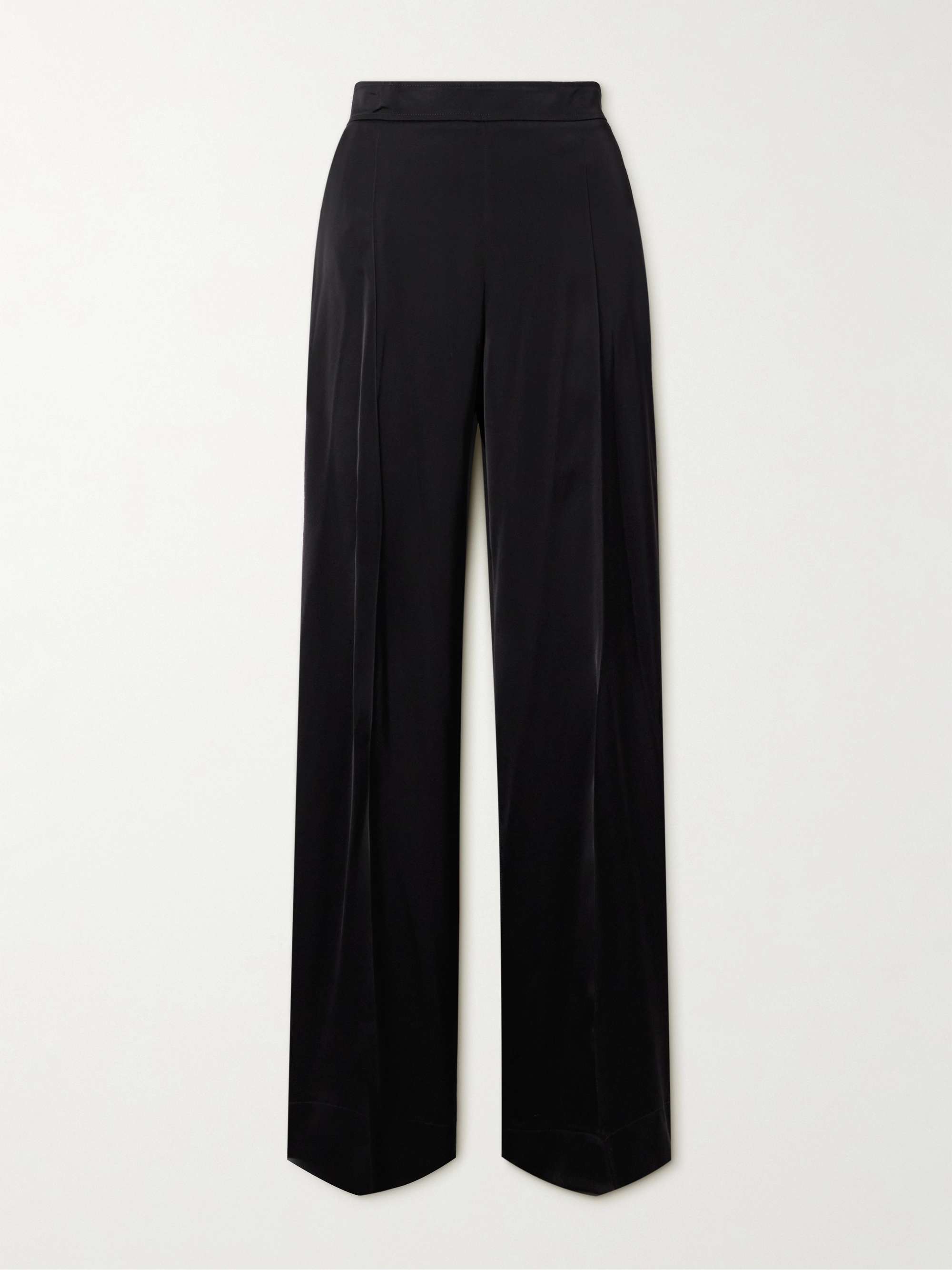 Crepe de chine wide-leg pants view