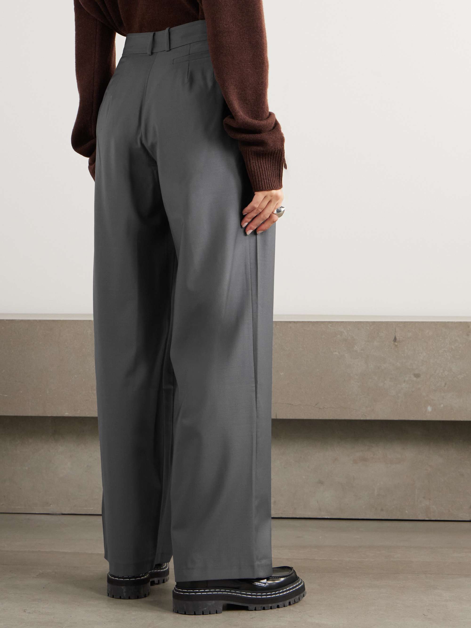 Ripley pleated grain de poudre wide-leg pants view