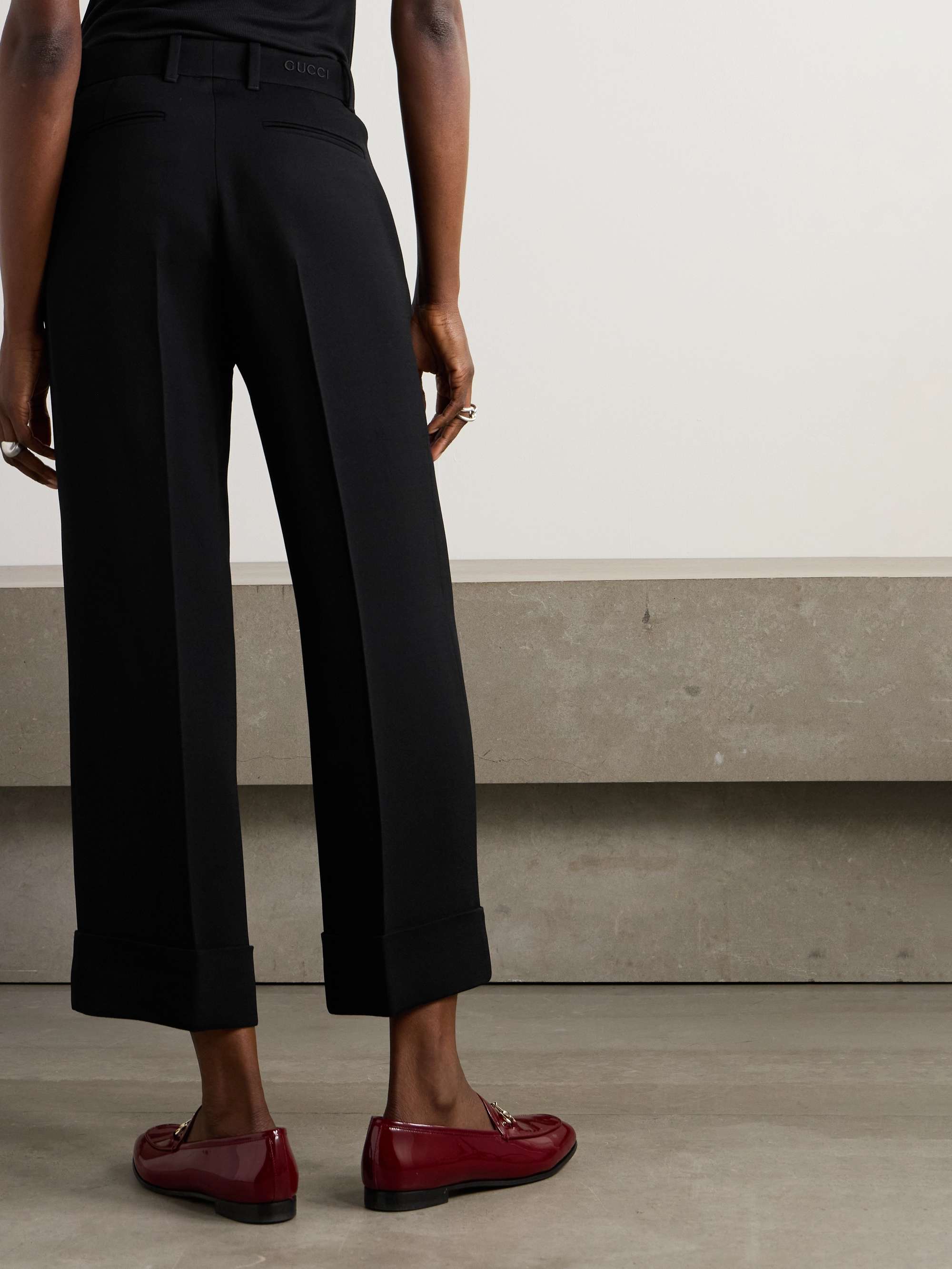 Cropped crepe wide-leg pants view
