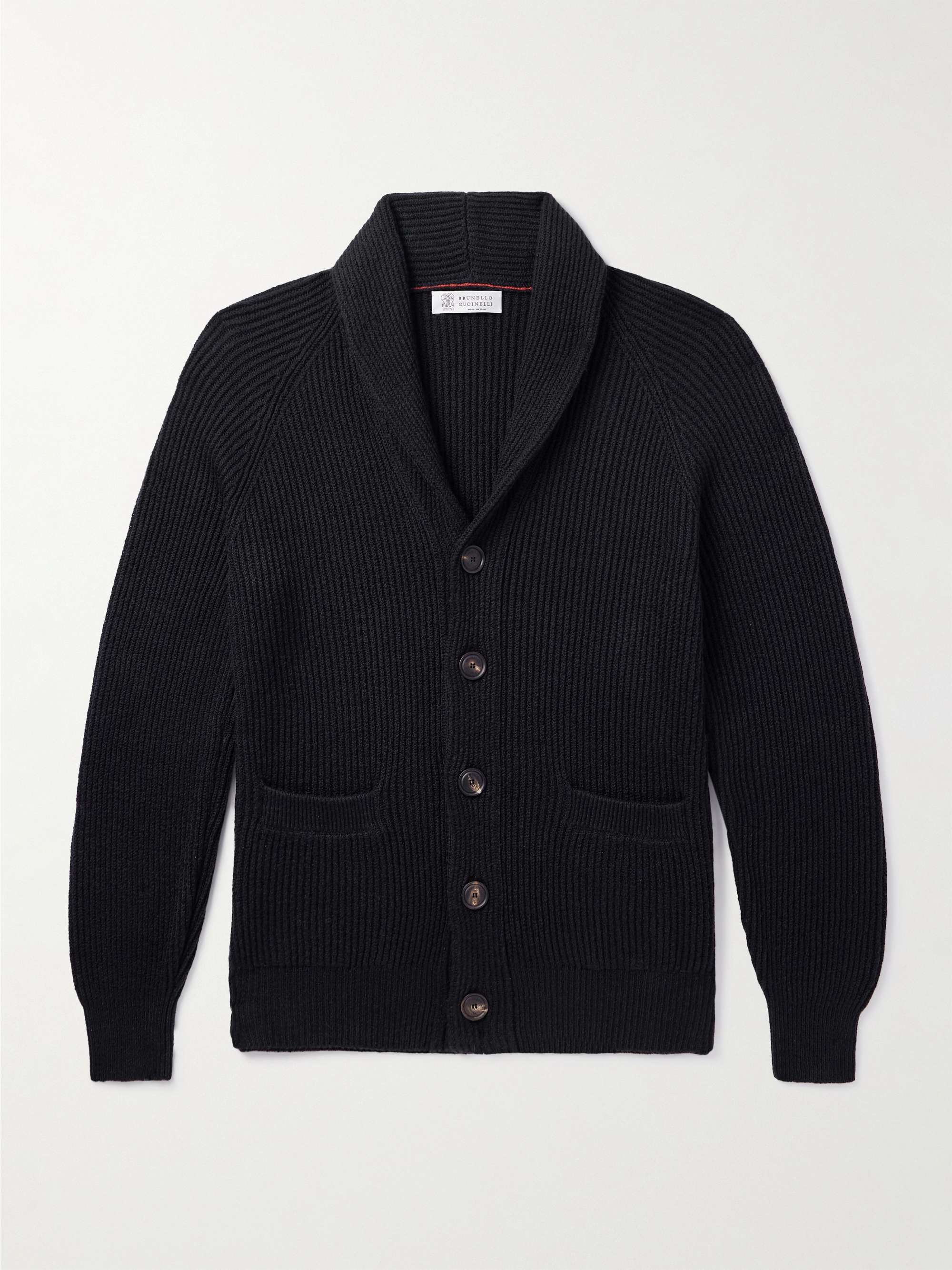 Shawl-Collar Ribbed Cotton Cardigan view