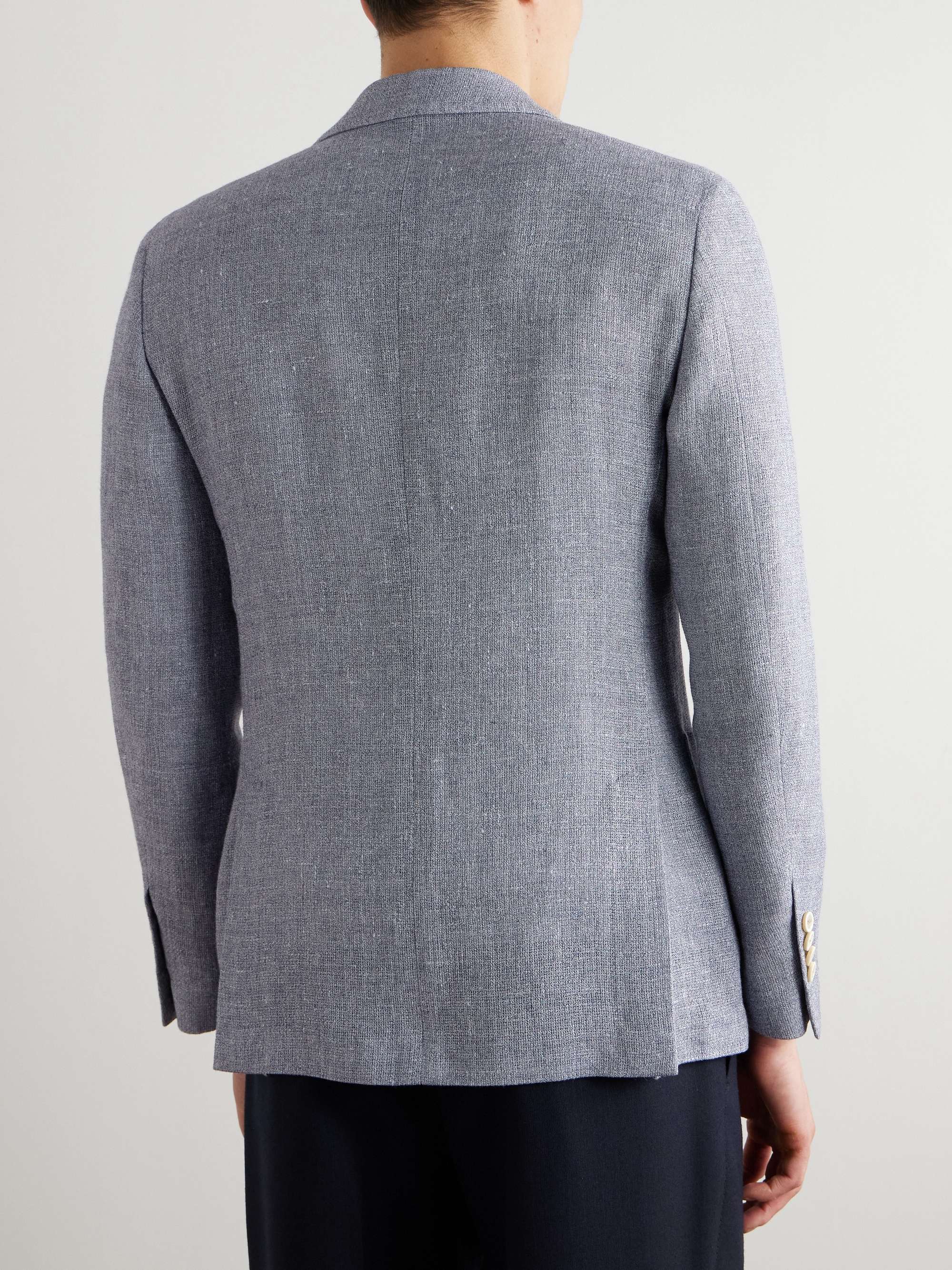 Linen and Wool-Blend Crepe Blazer view