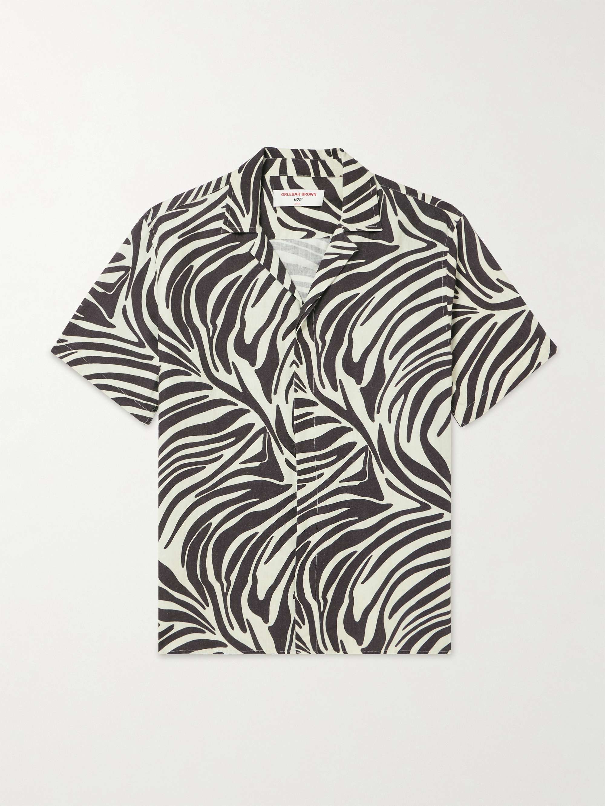 + 007 Camp-Collar Zebra-Print Linen Shirt view