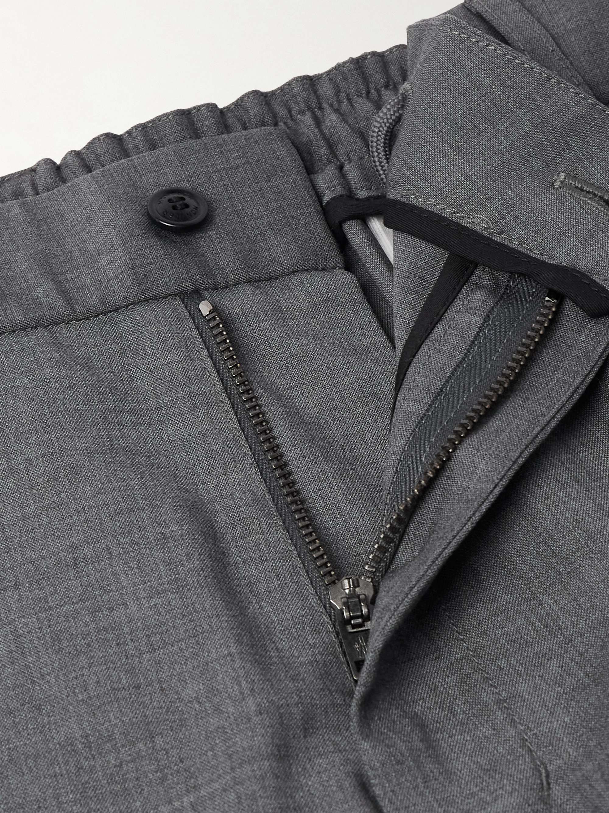 Tapered Logo-Appliquéd Wool Trousers view