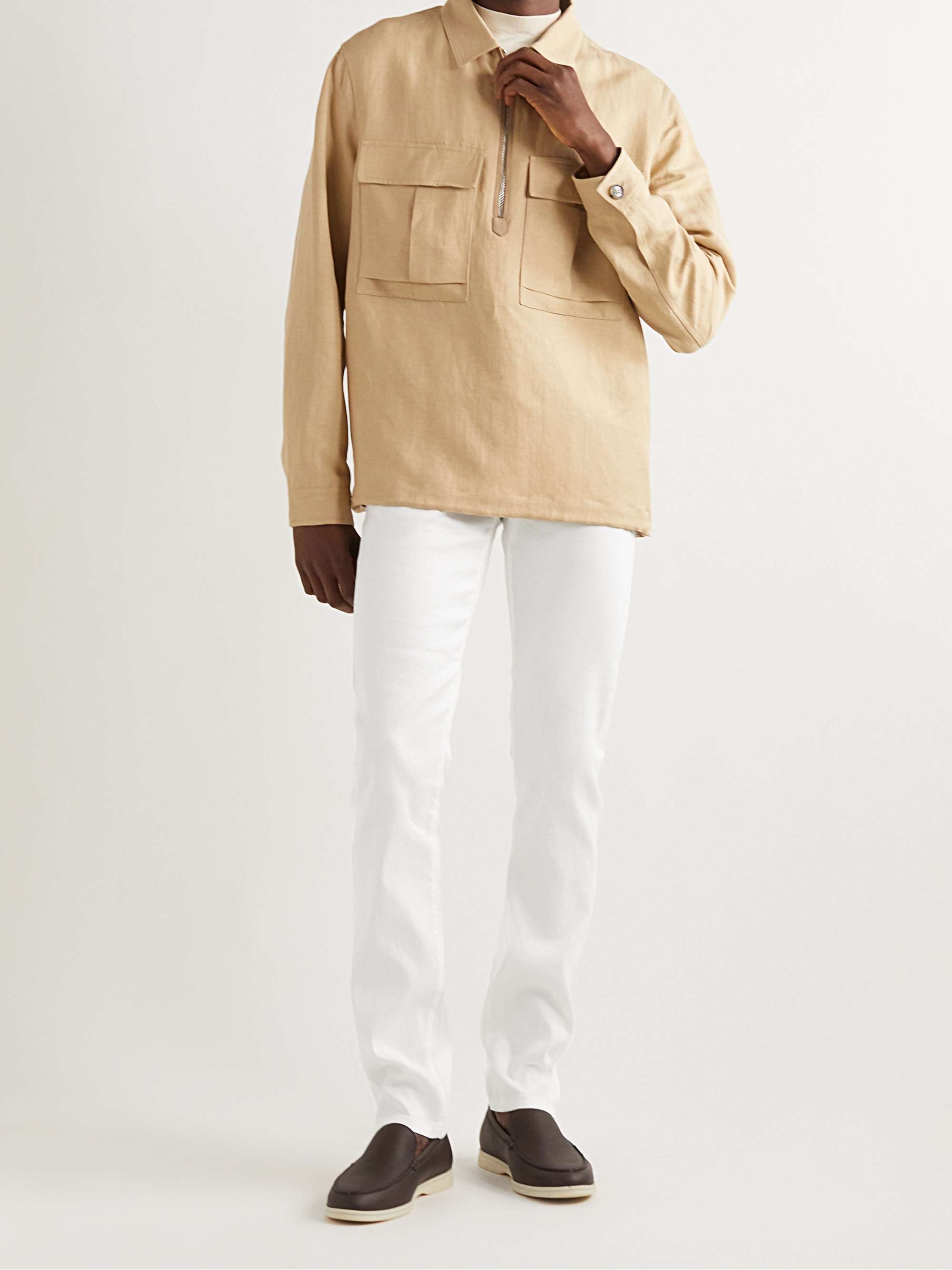 Slim-Fit Linen-Blend Twill Trousers view