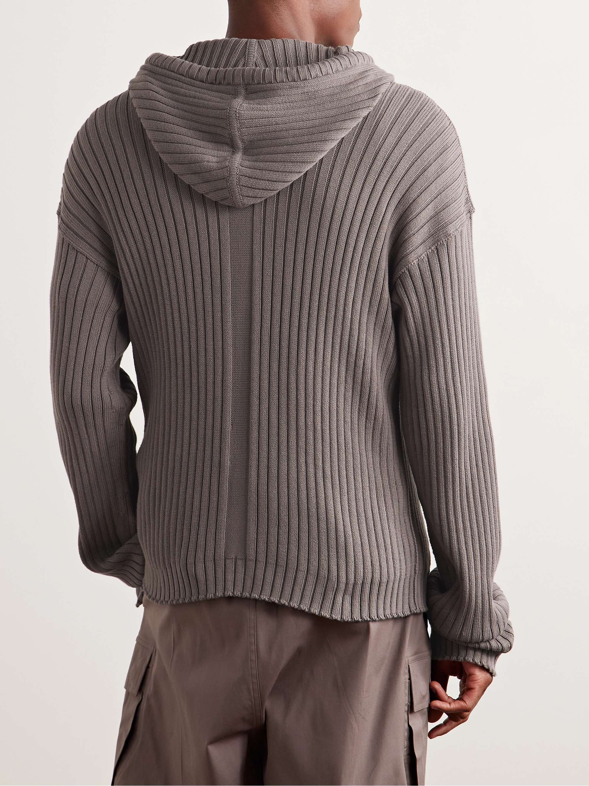 Ribbed Cotton Zip-Up Hoodie view