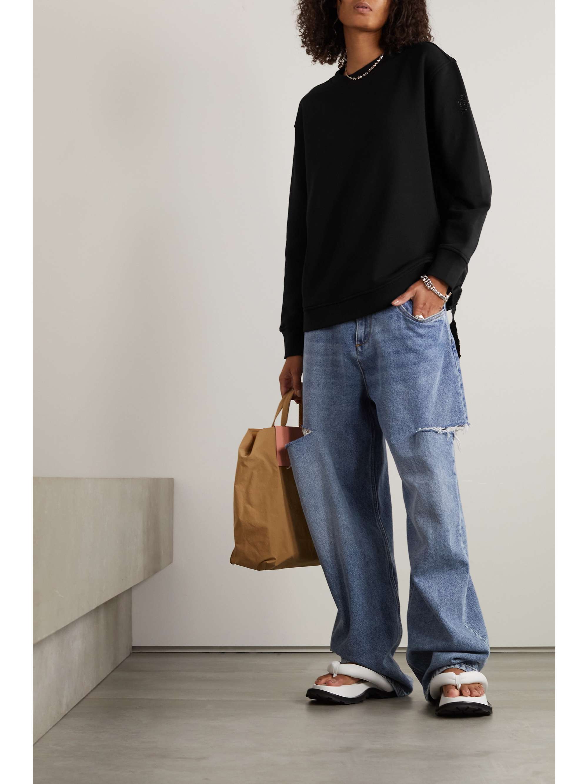 Paneled shell and cotton-jersey sweatshirt view