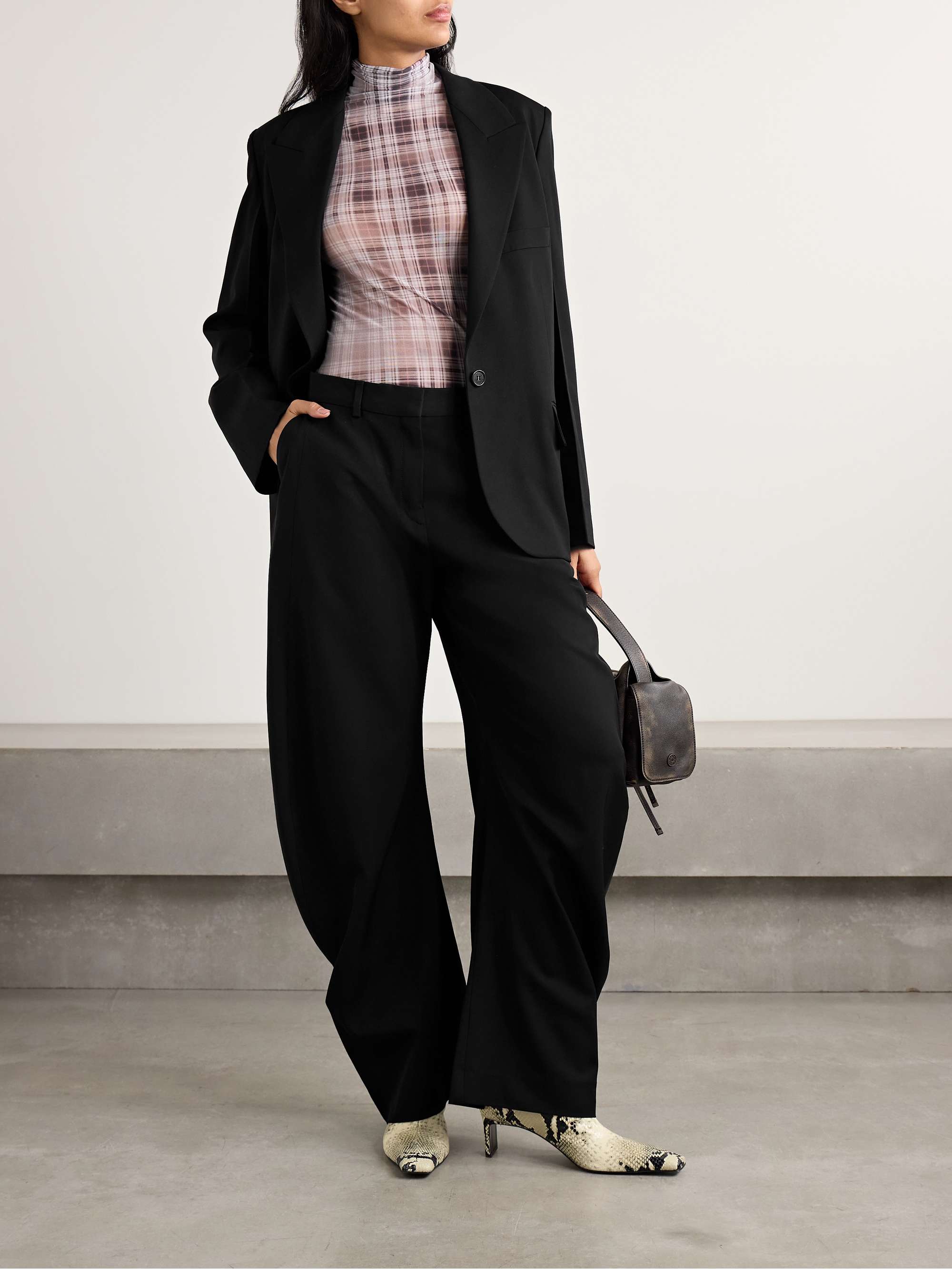 Crepe barrel-leg pants view