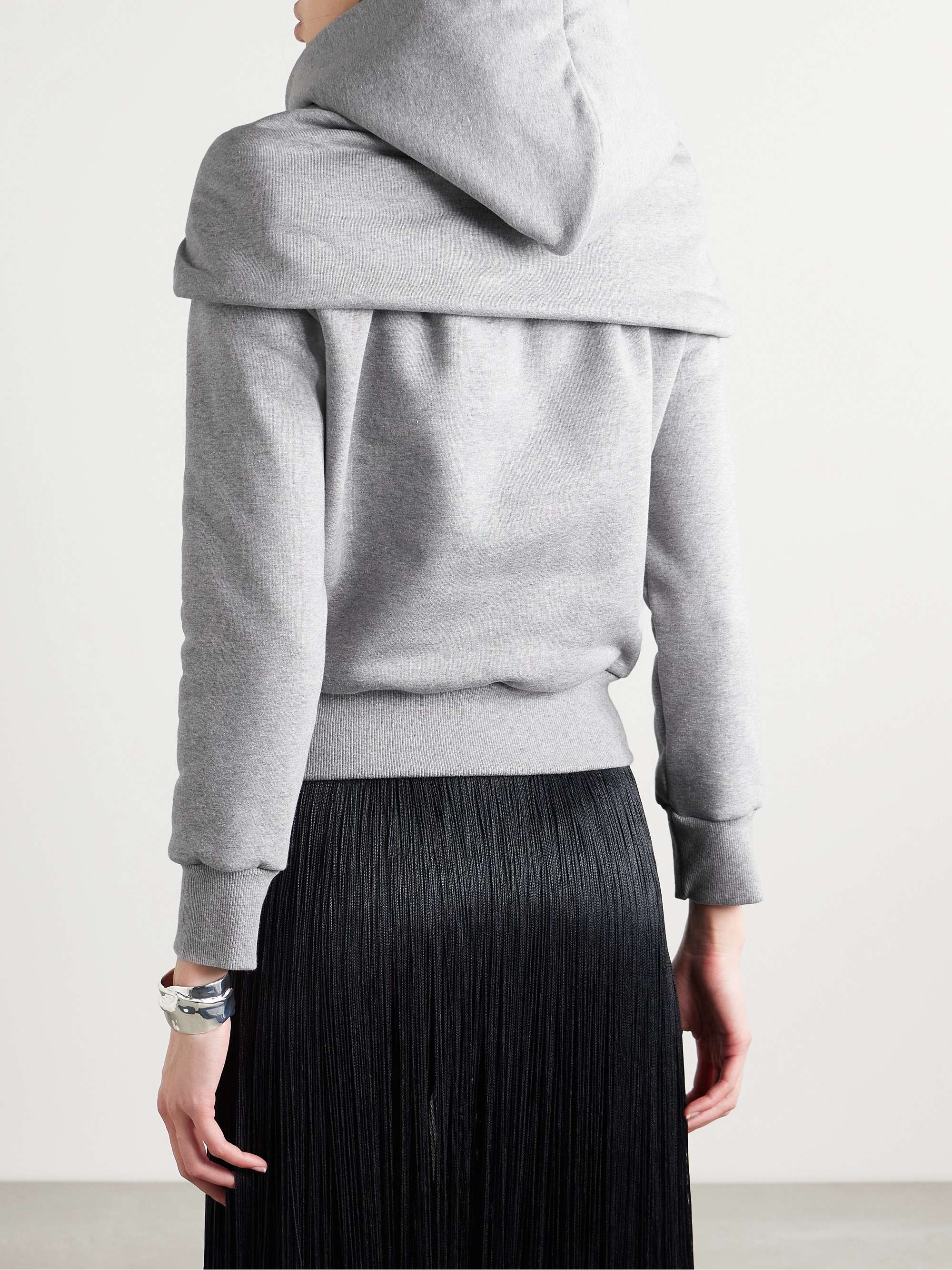 Tie-detailed draped cotton-blend jersey hoodie view