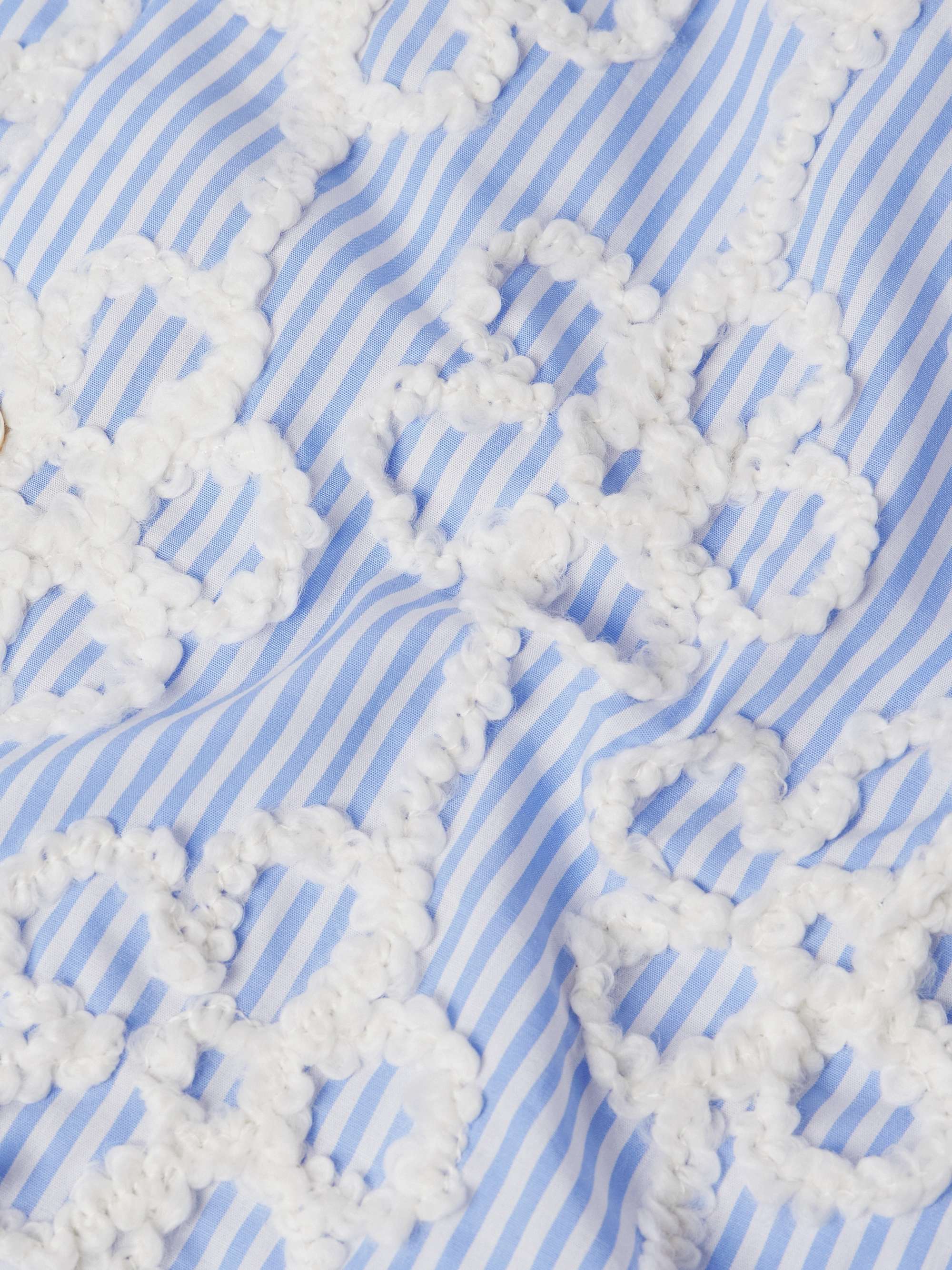 Derbin Striped Bouclé-Trimmed Cotton-Blend Shirt view