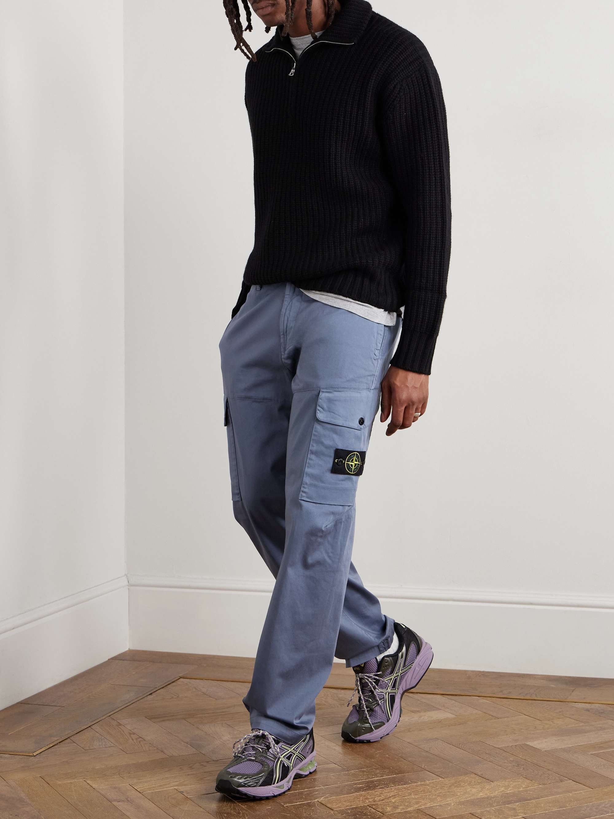 Straight-Leg Stretch Organic Cotton Satin-Twill Trousers view