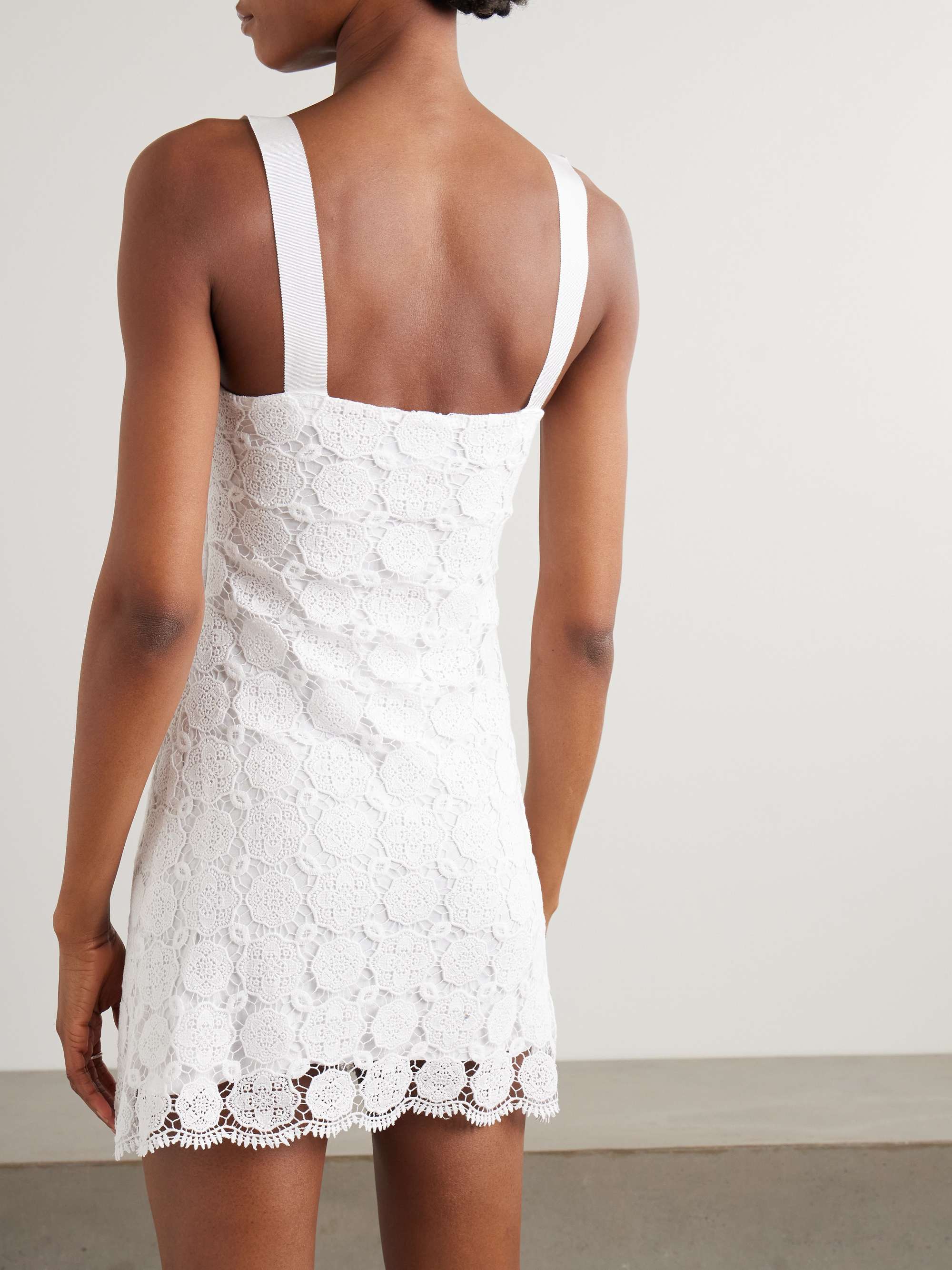 Kira grosgrain-trimmed guipure lace cotton mini dress view