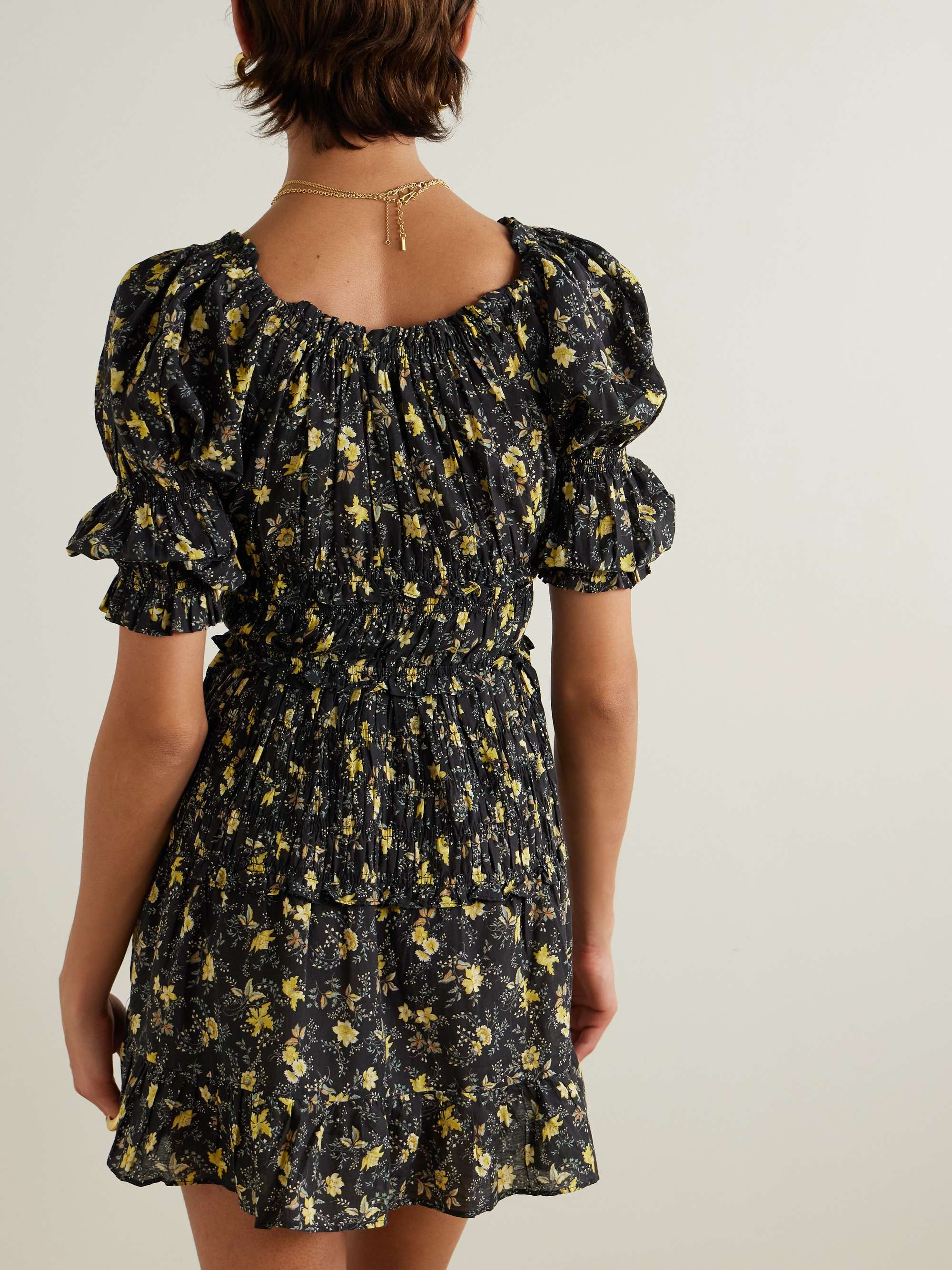 Ismene shirred floral-print organic cotton-blend voile mini dress view