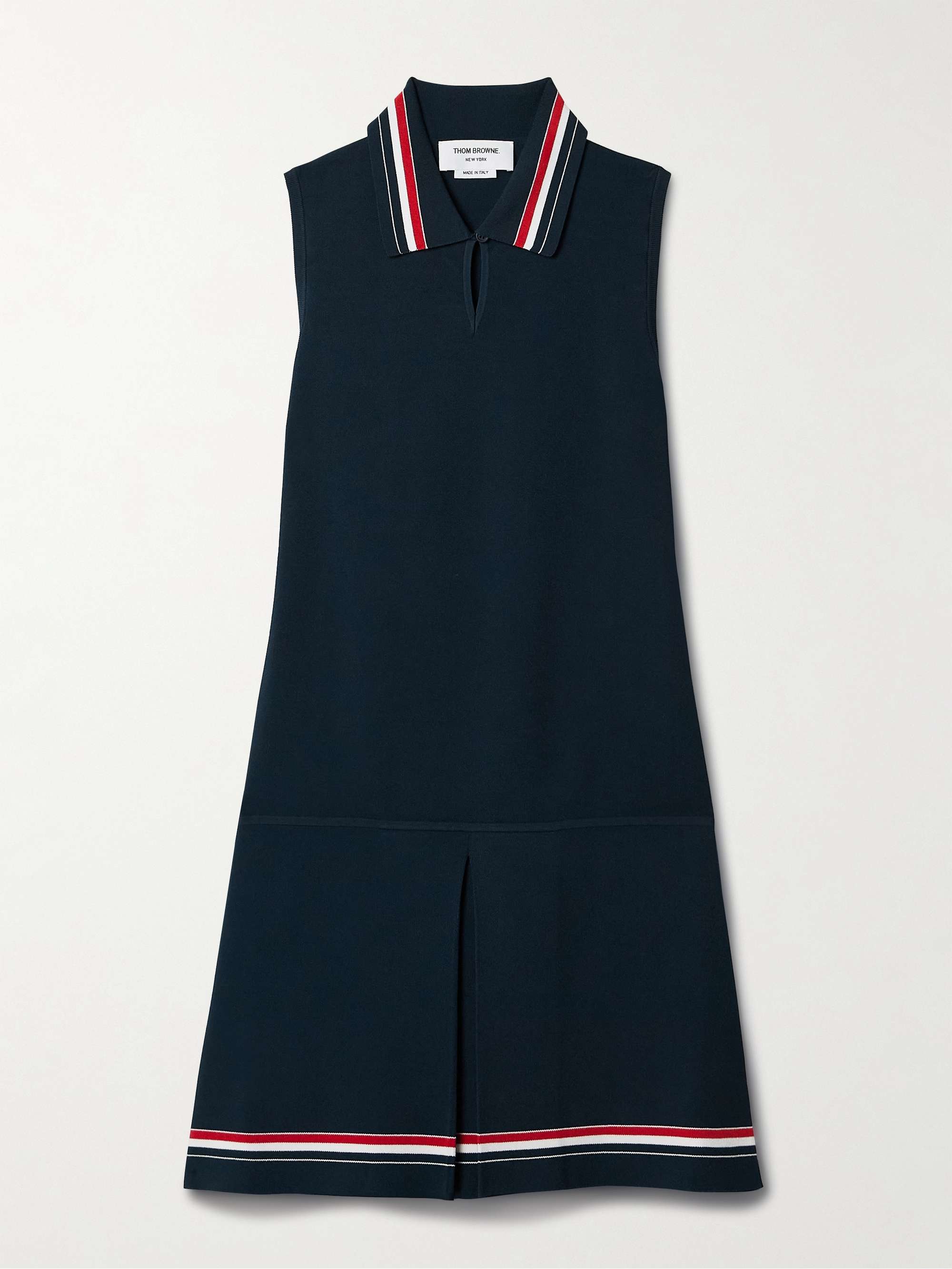 Pleated striped stretch-knit mini dress view