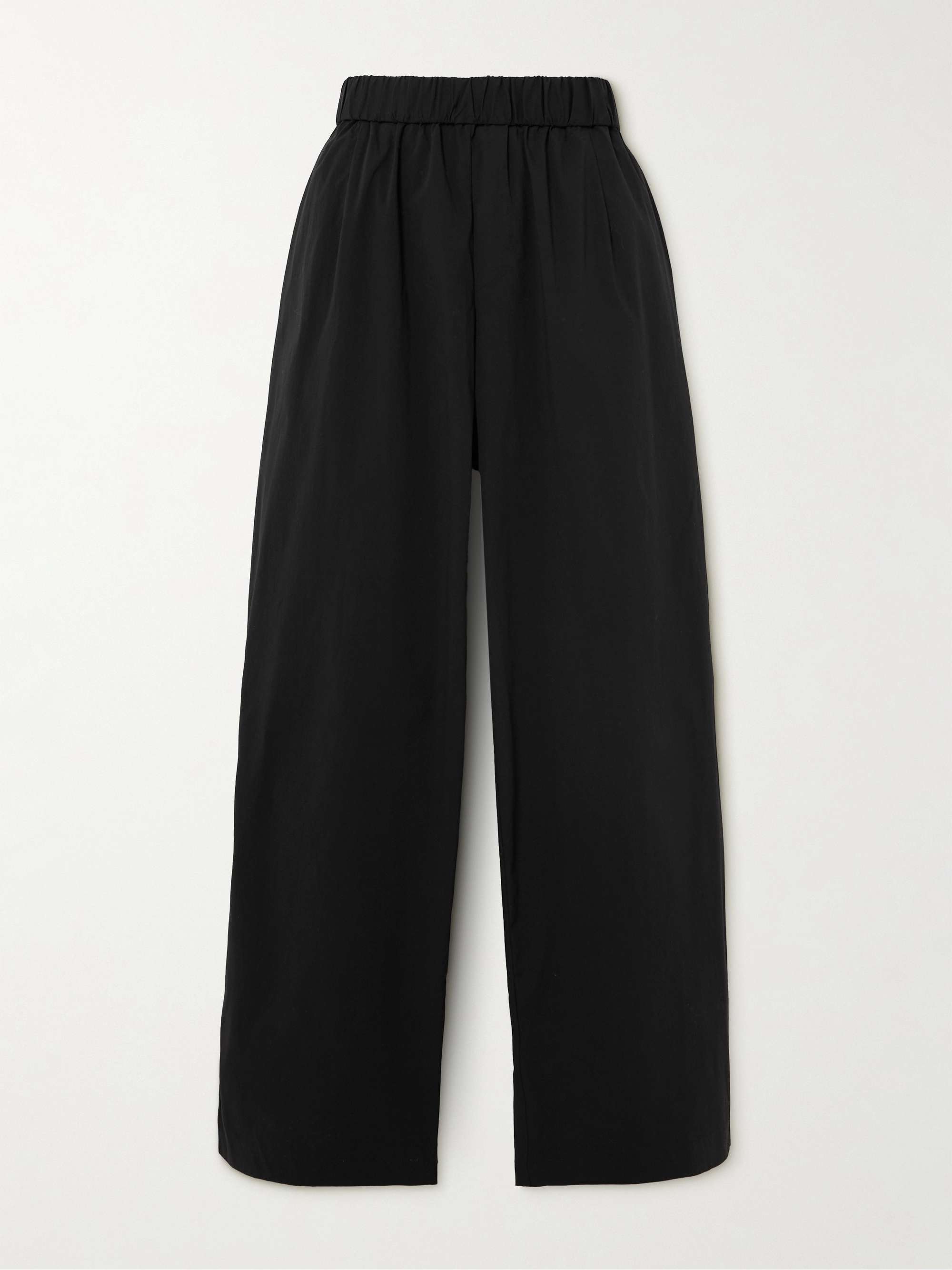 Crinkled cotton-blend wide-leg pants view