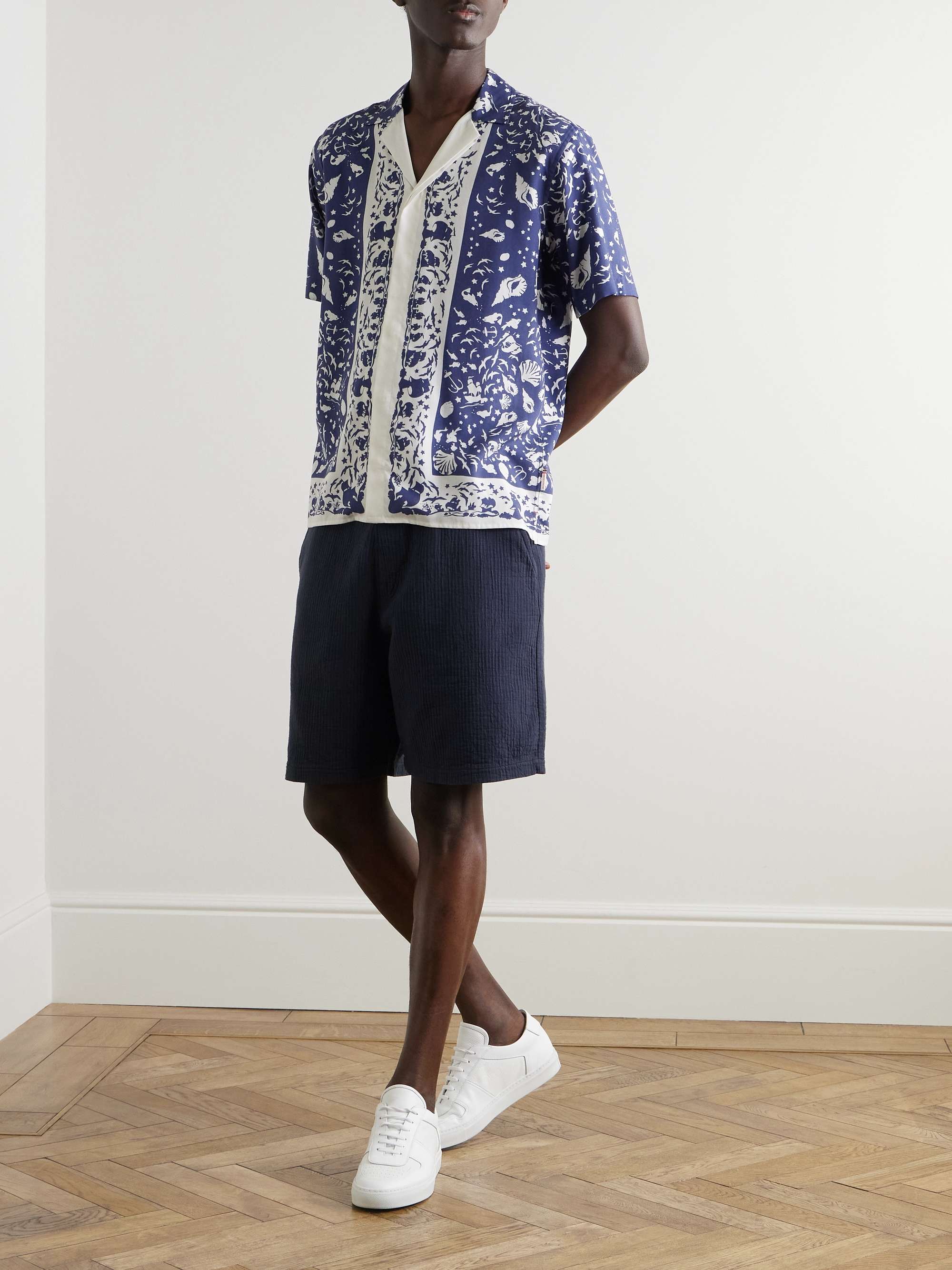 Maitan Camp-Collar Printed Lyocell Shirt view