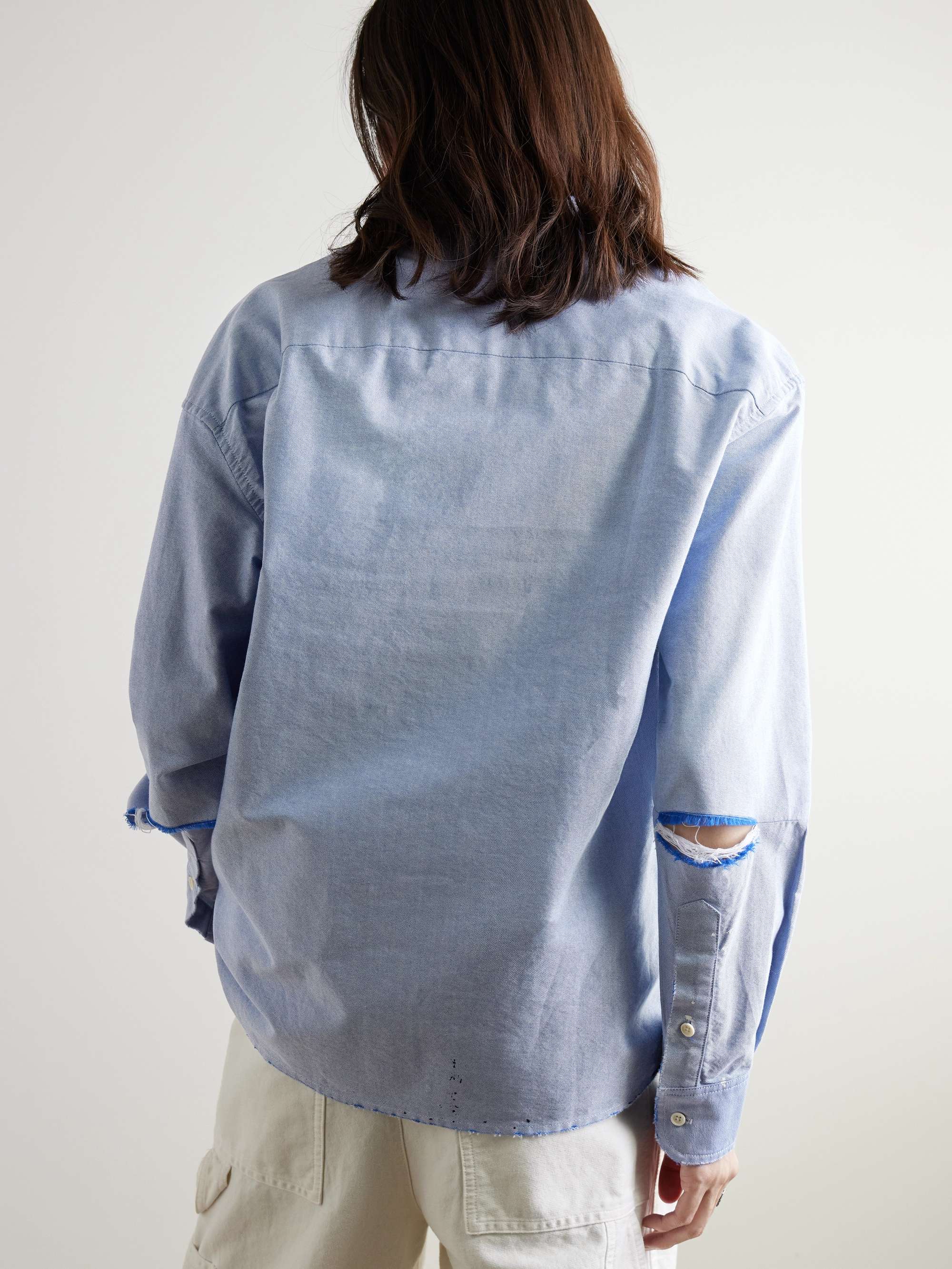 Starr Distressed Paint-Splattered Cotton Oxford Shirt view