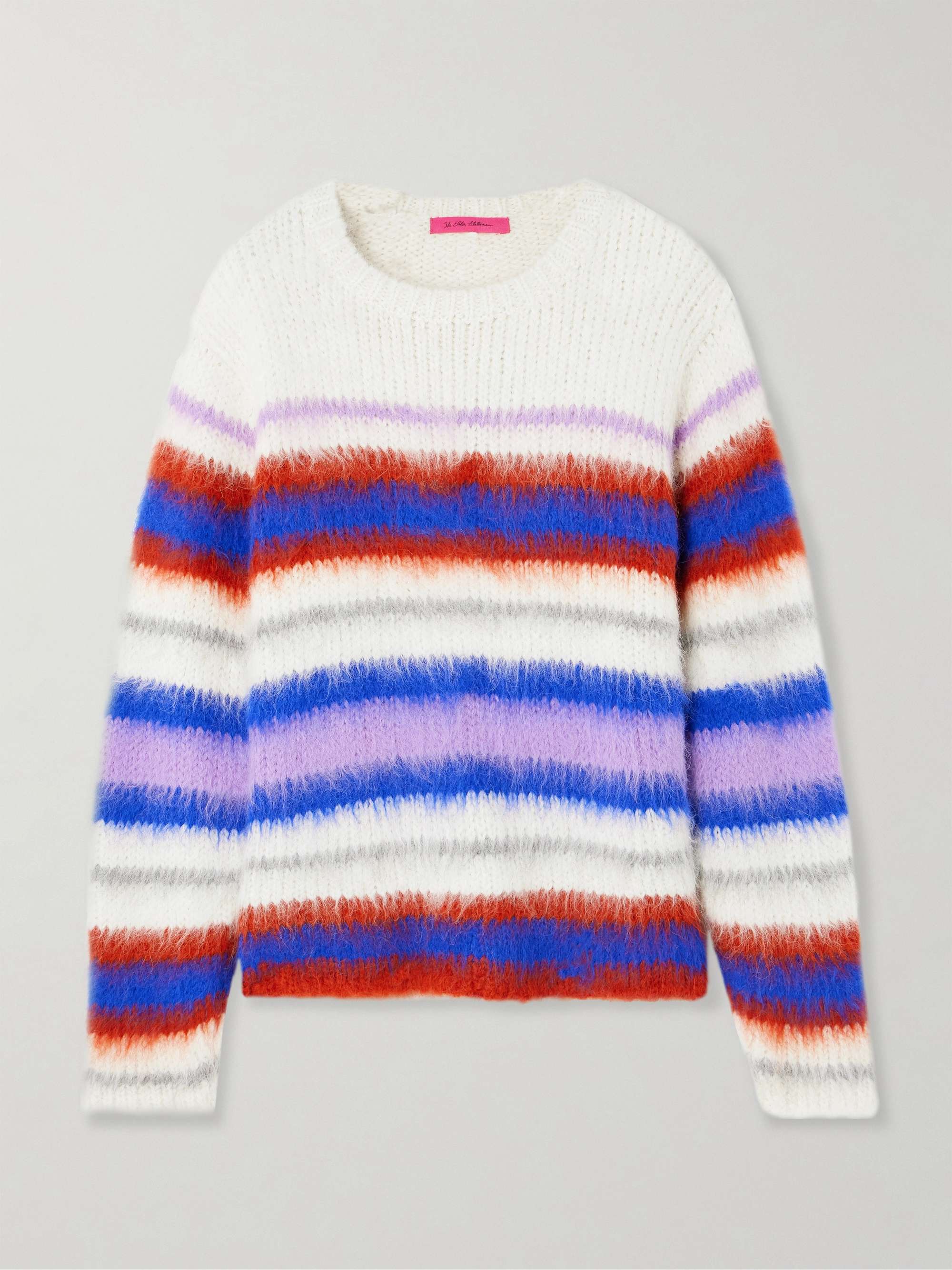 Thistle Vineyard brushed striped alpaca-blend sweater view