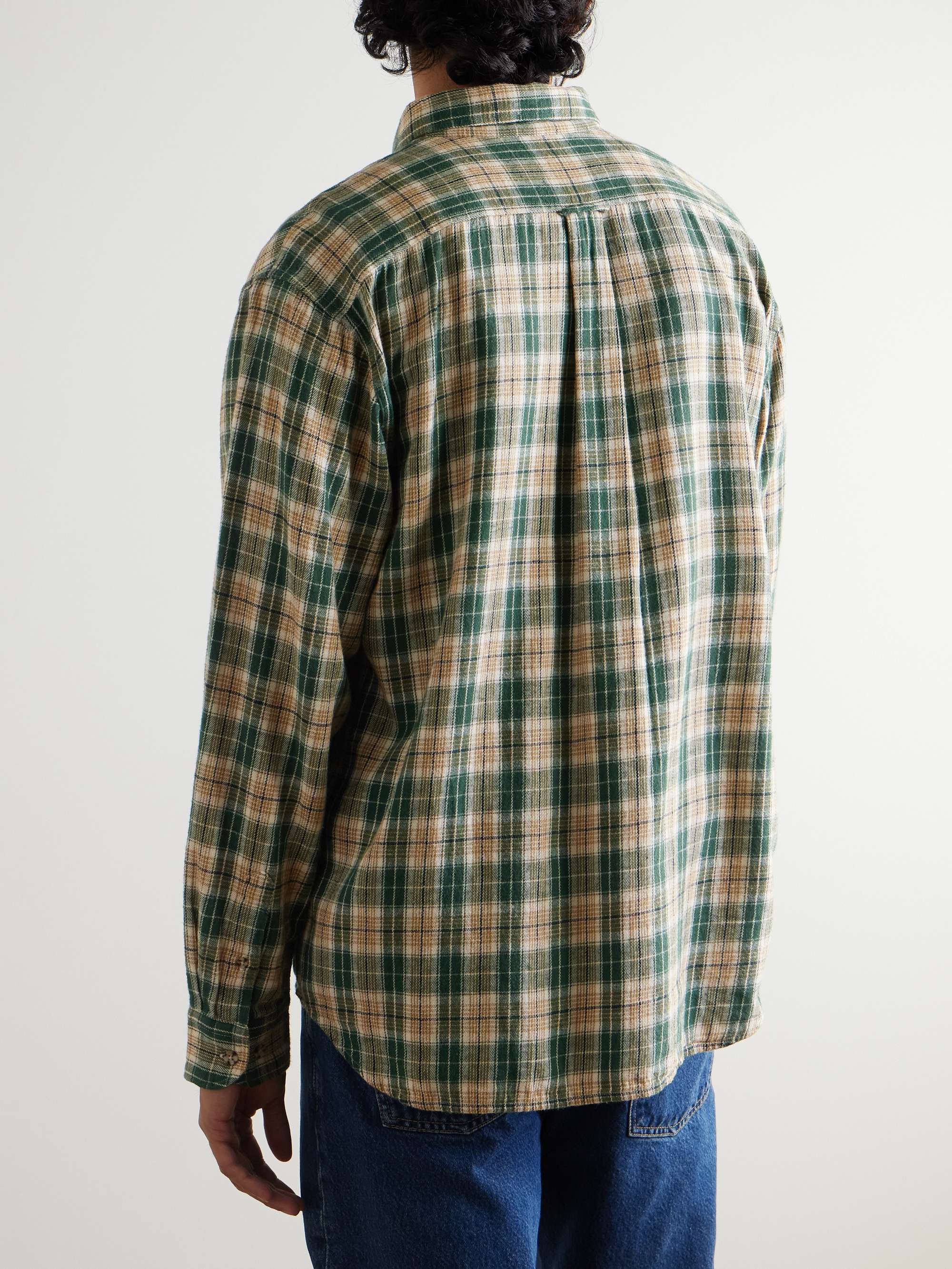Julian Button-Down Collar Checked Cotton and Linen-Blend Shirt view