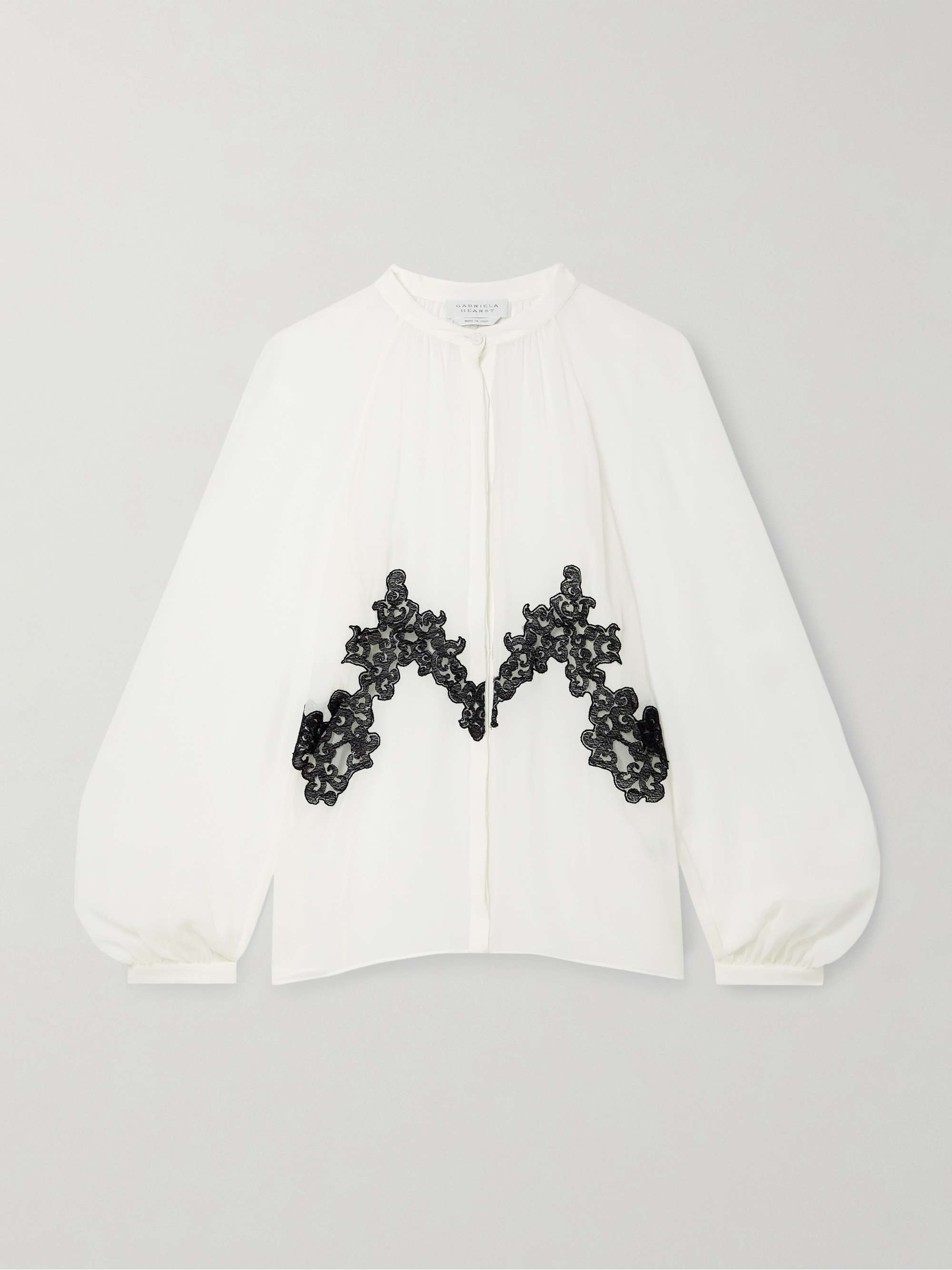 Yately lace-trimmed silk-chiffon blouse view