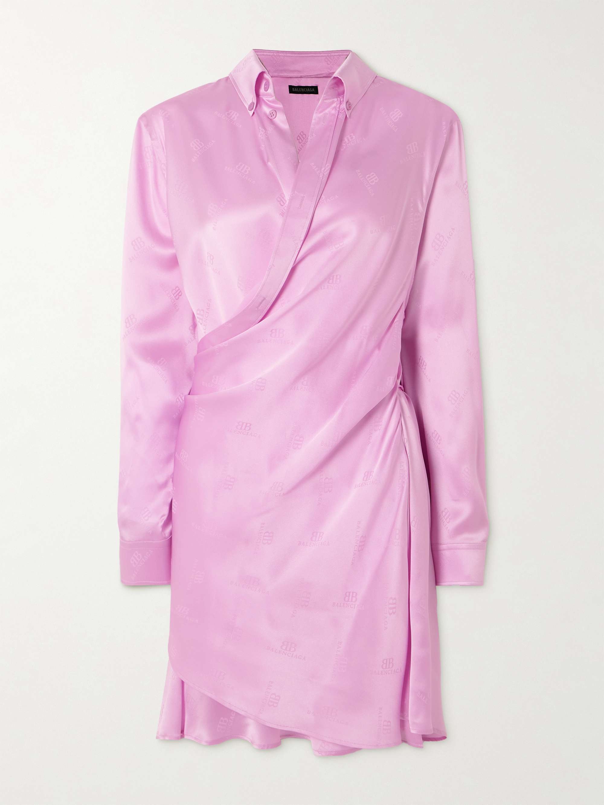 Draped logo-jacquard silk mini wrap dress view