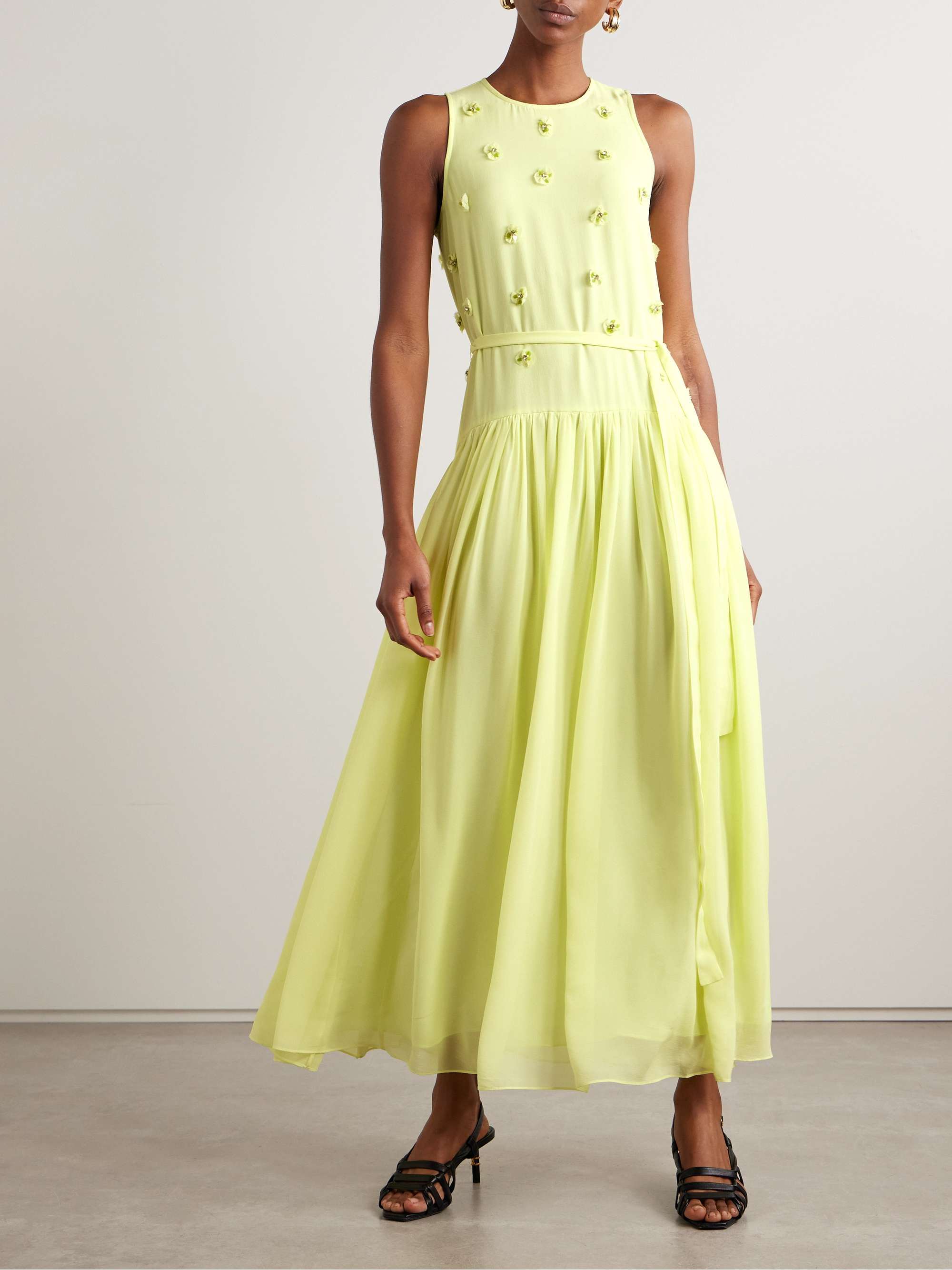 Eleni belted embellished silk-georgette maxi dress view