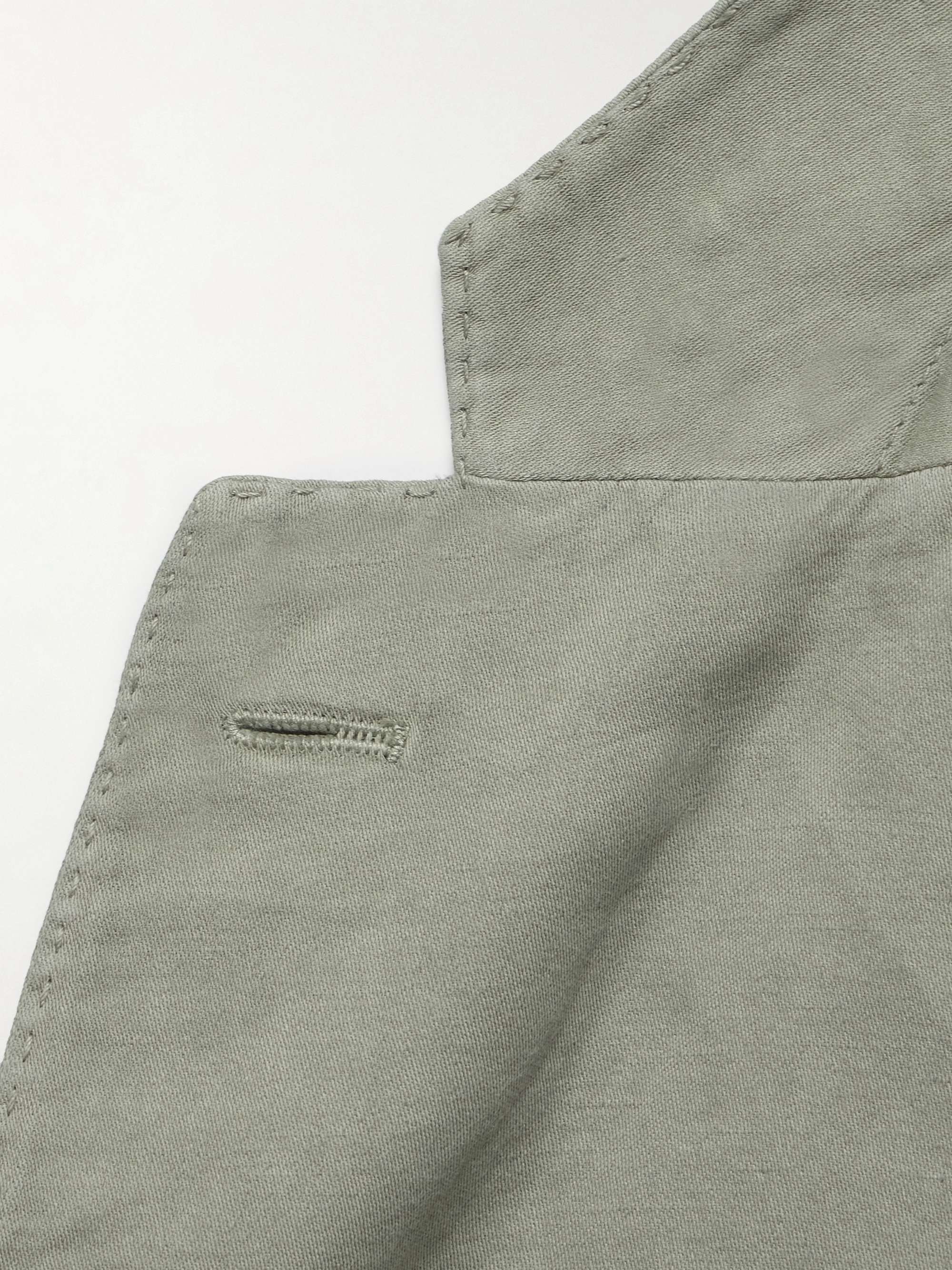 Unstructured Garment-Dyed Cotton and Linen-Blend Blazer view