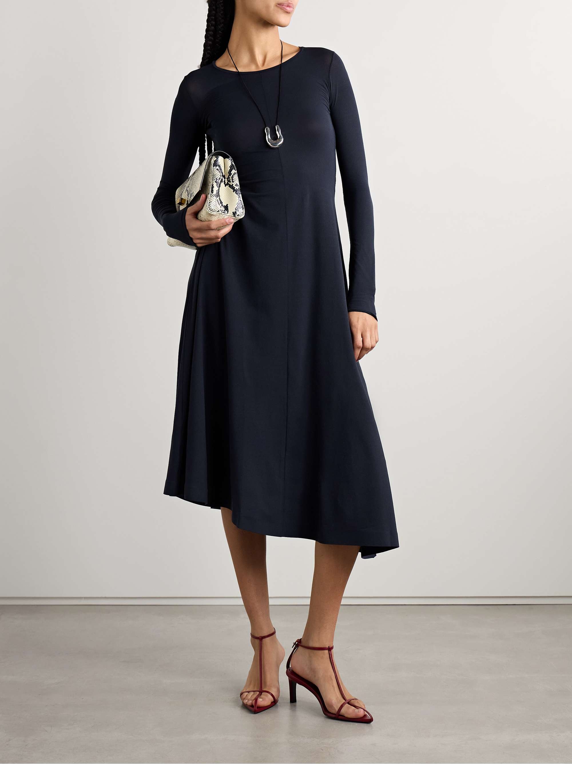 Jo asymmetric stretch-silk jersey midi dress view