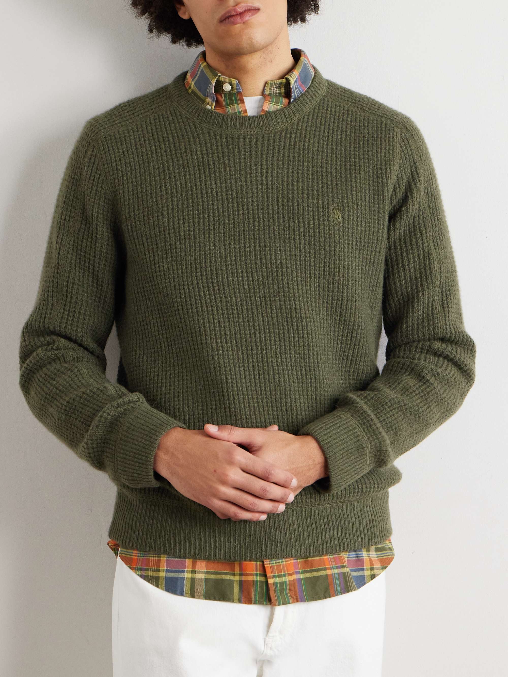 Waffle-Knit Wool and Alpaca-Blend Sweater view
