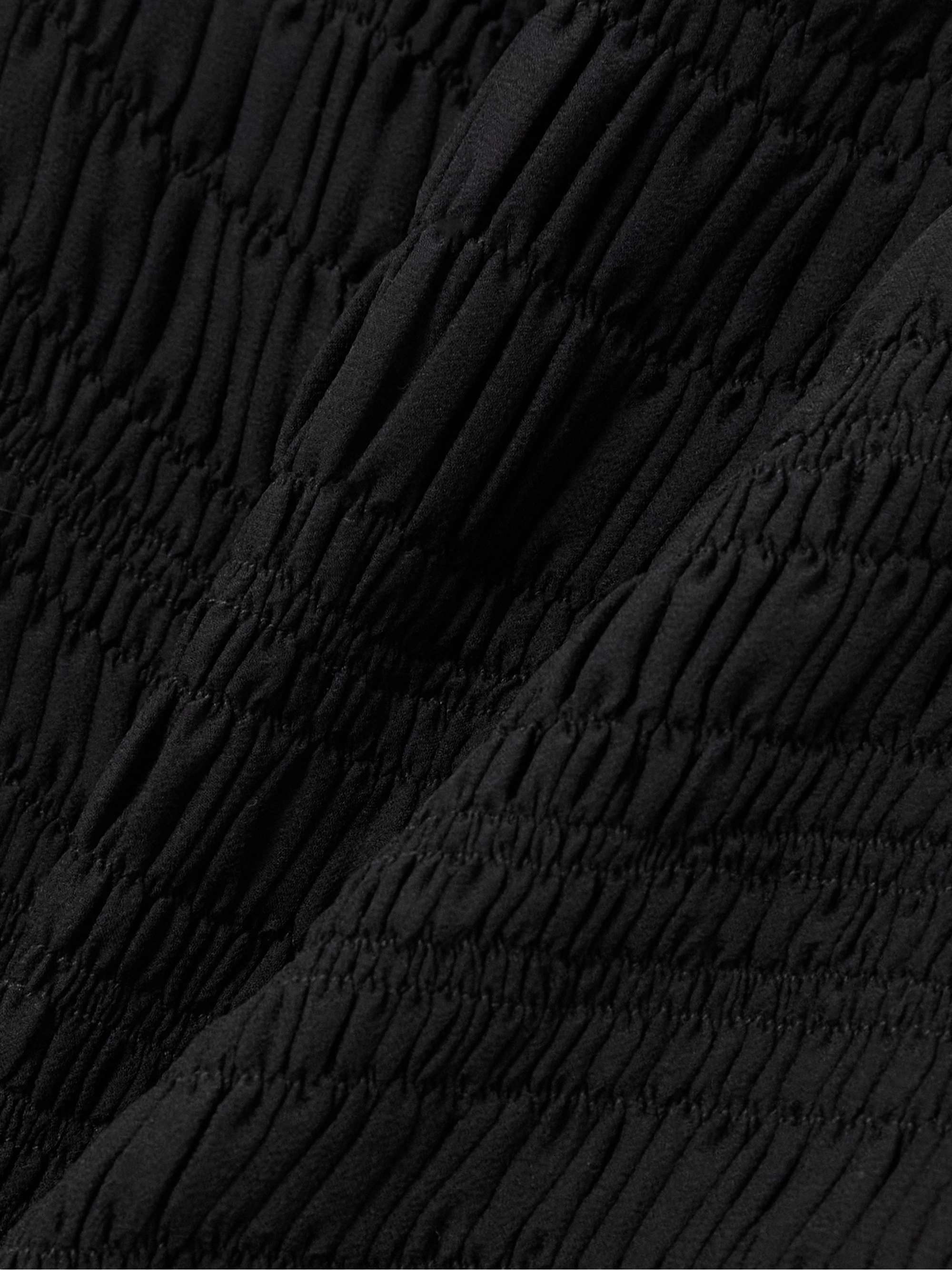 Smocked ruffled silk-crepon mini dress view