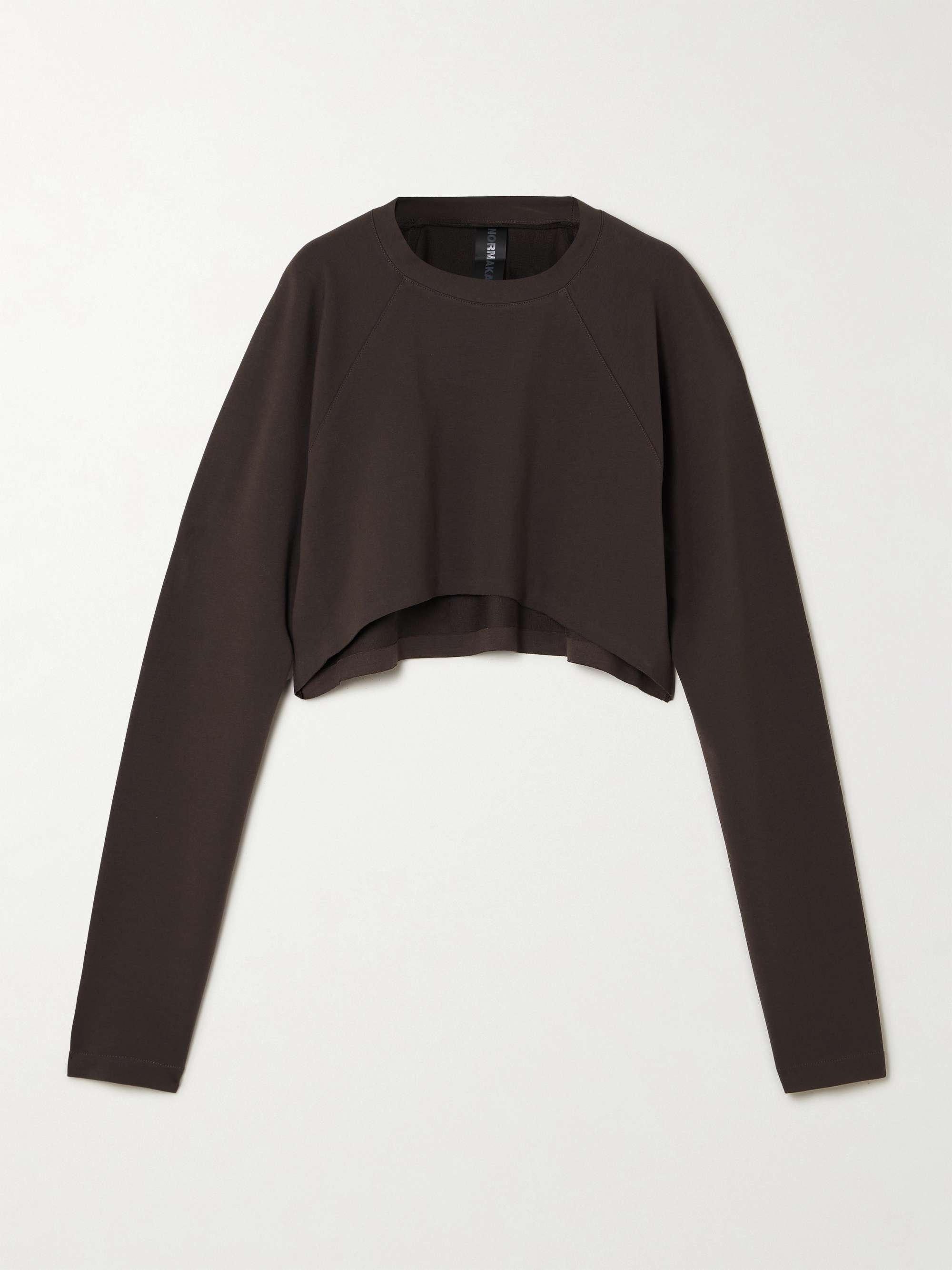 Cropped asymmetric stretch-cotton jersey t-shirt view