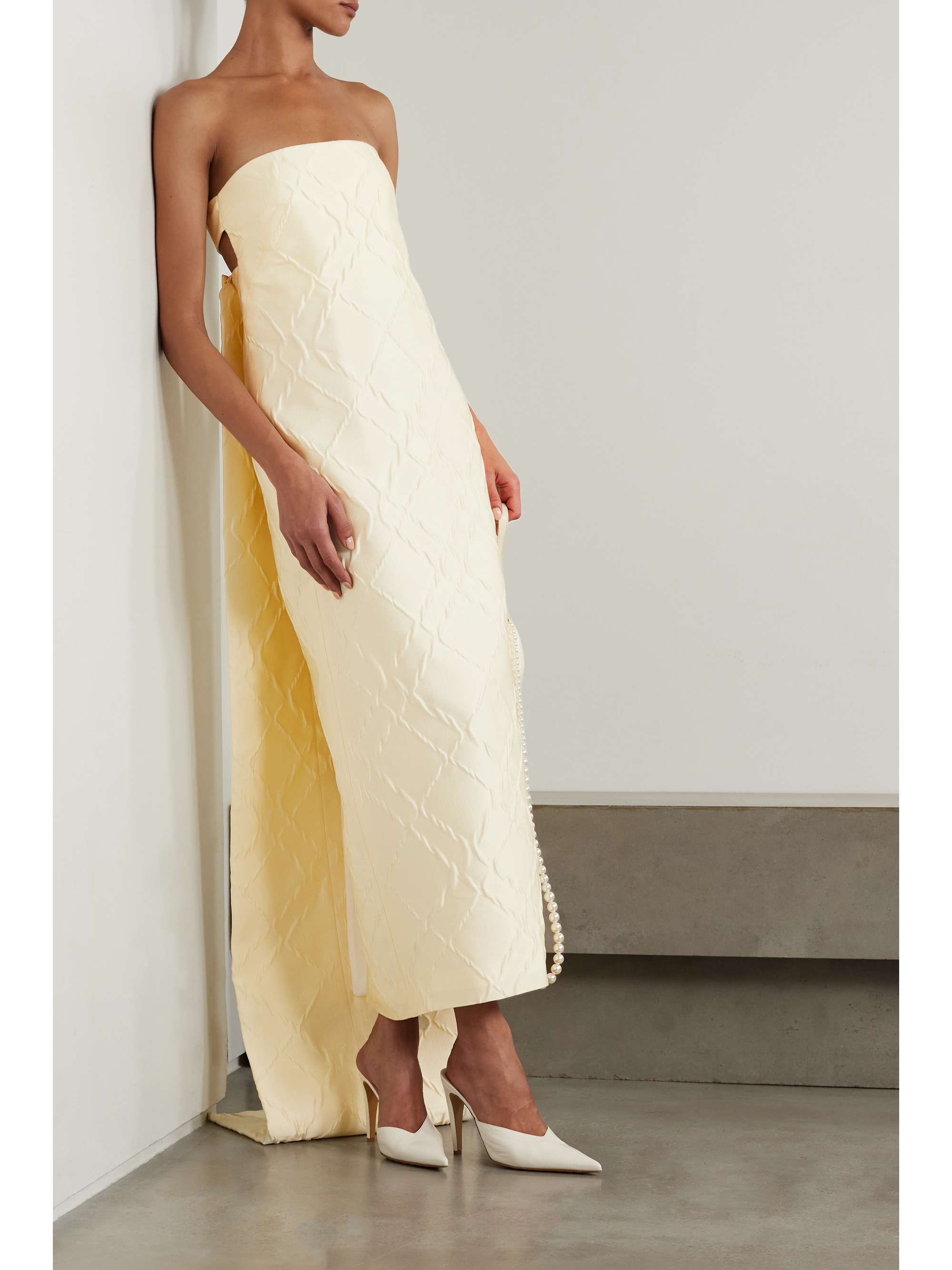 Hattie strapless jacquard gown view