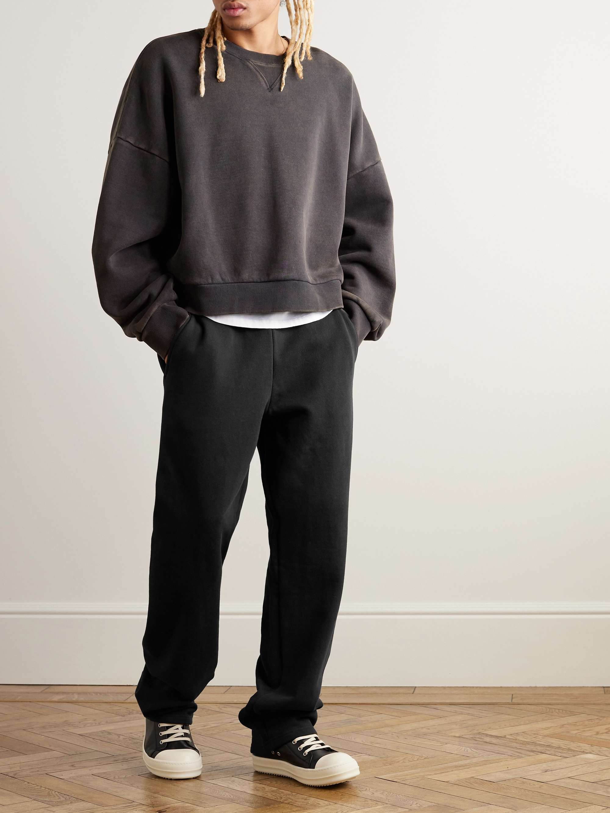 Straight-Leg Enzyme-Washed Cotton-Jersey Sweatpants view