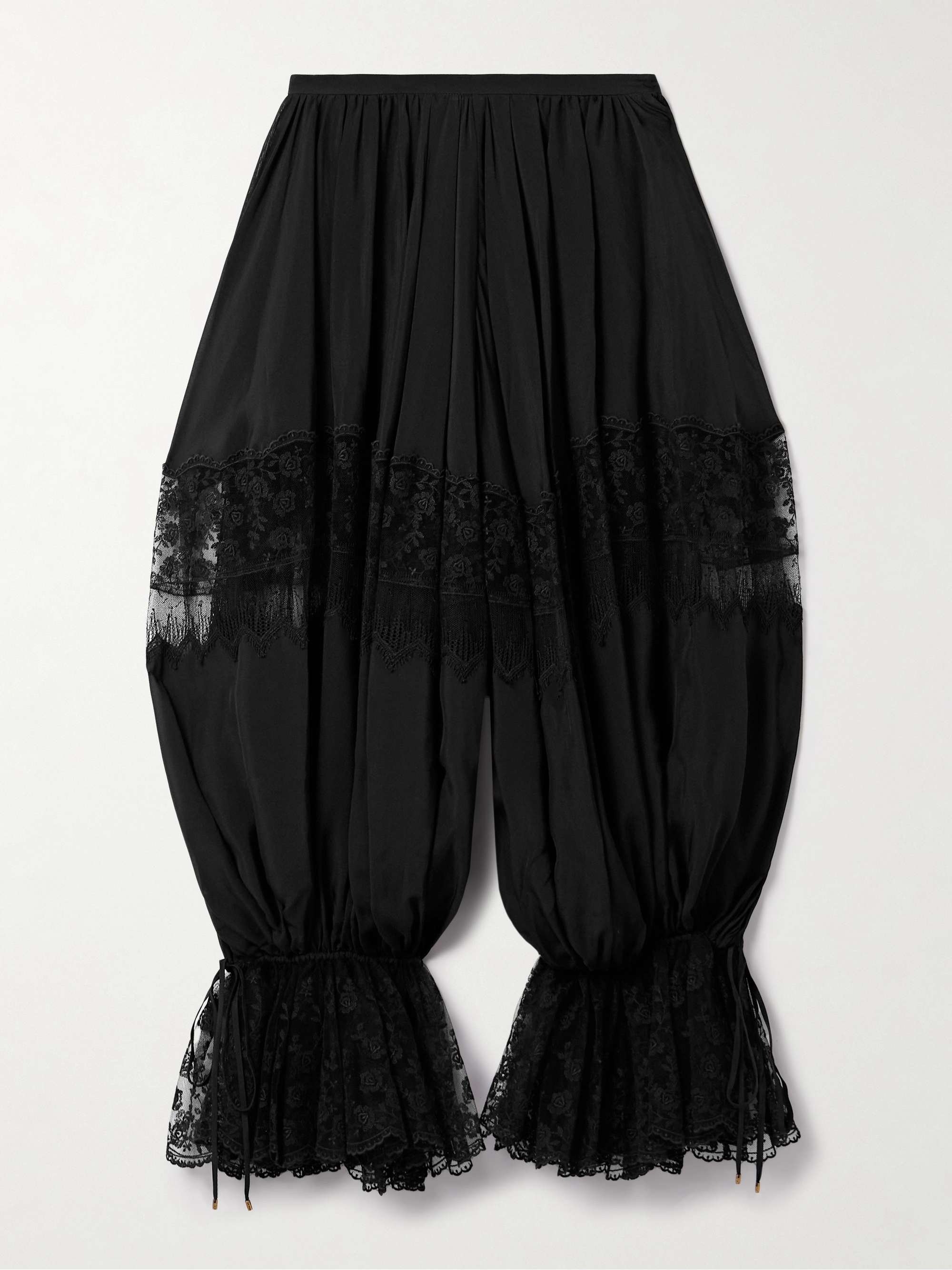Lace-trimmed silk pants view