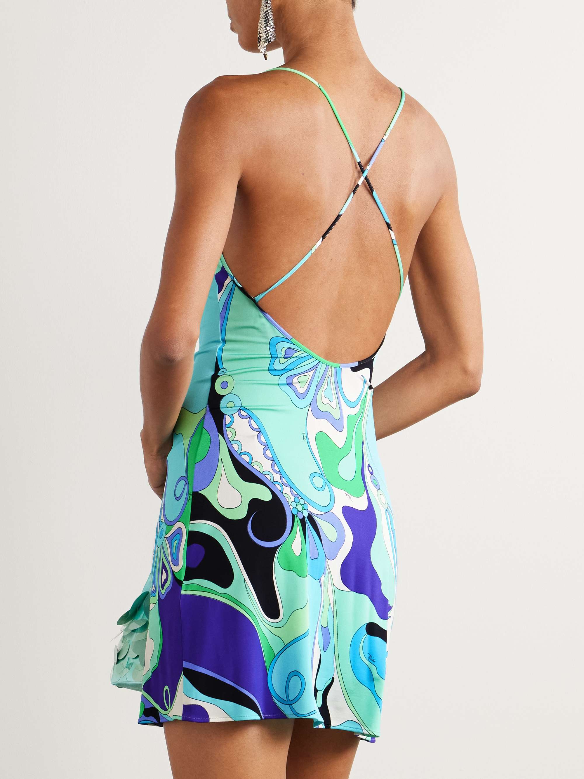 Draped printed stretch-jersey mini dress view