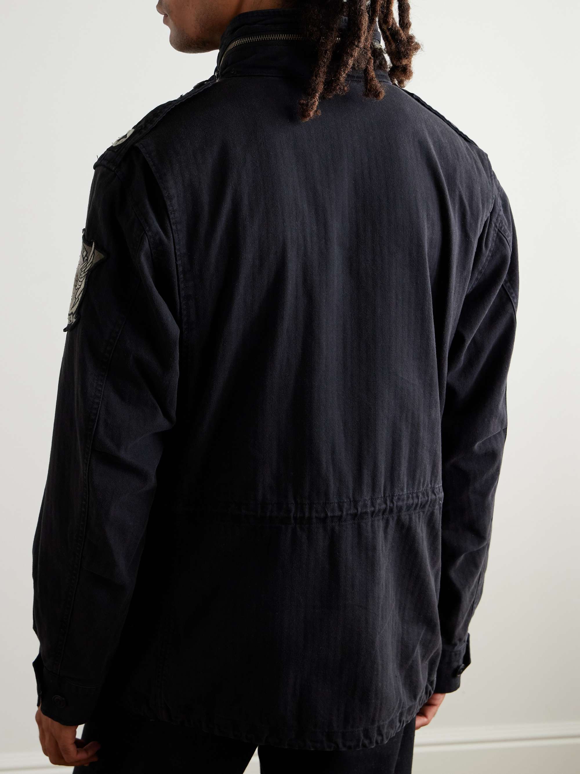 Logo-Appliquéd Herringbone Cotton Field Jacket view