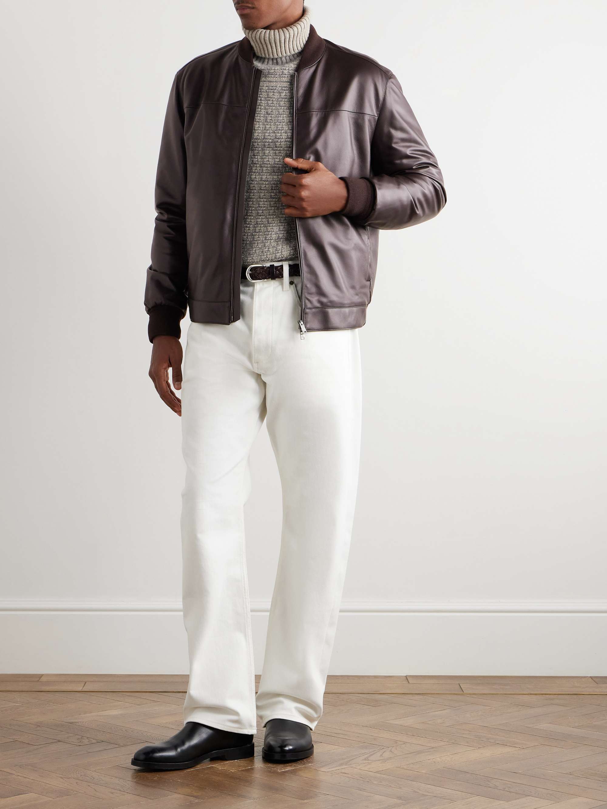Slim-Fit Leather Jacket view