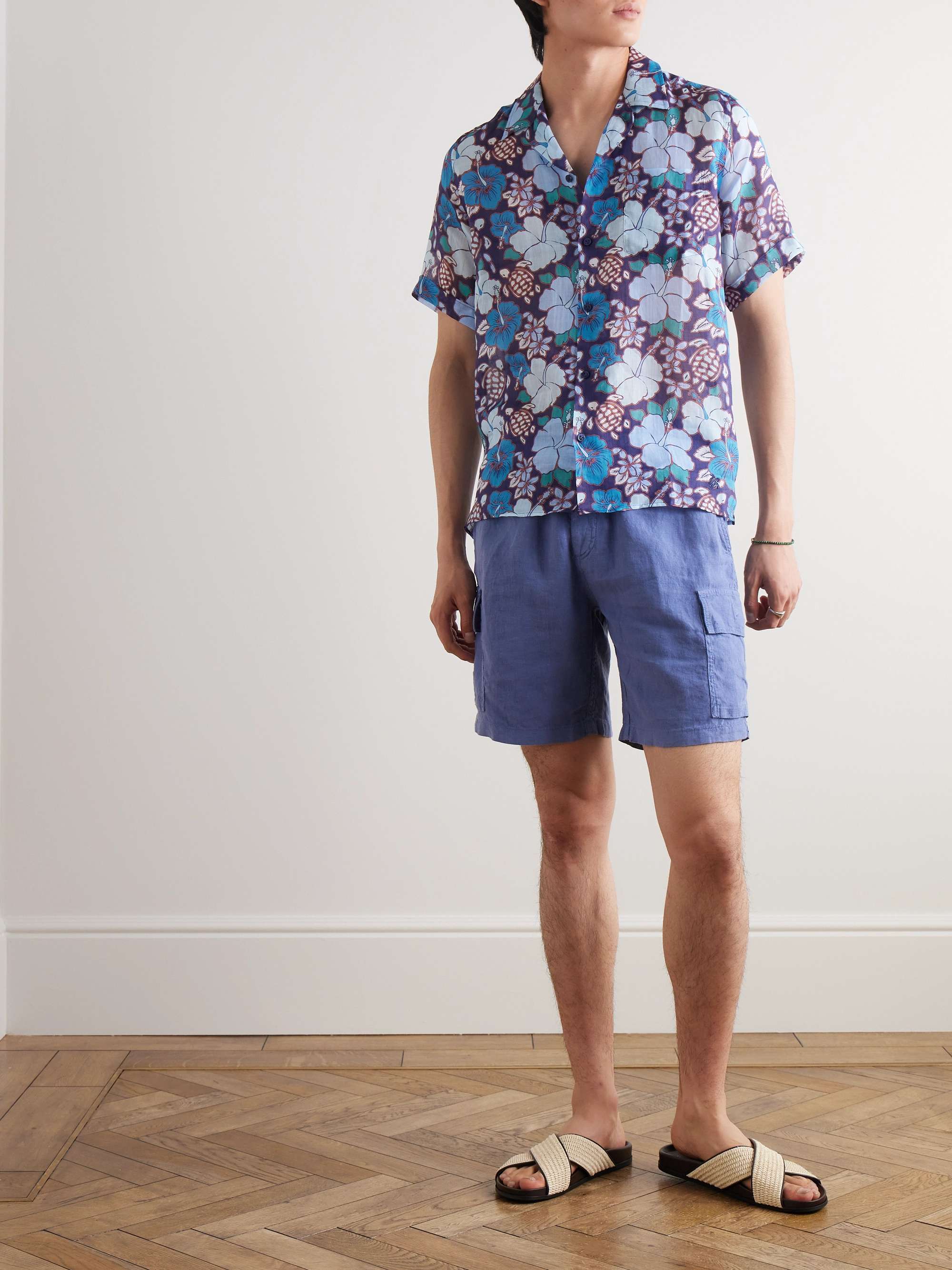 Charli Camp-Collar Floral-Print Ramie Shirt view