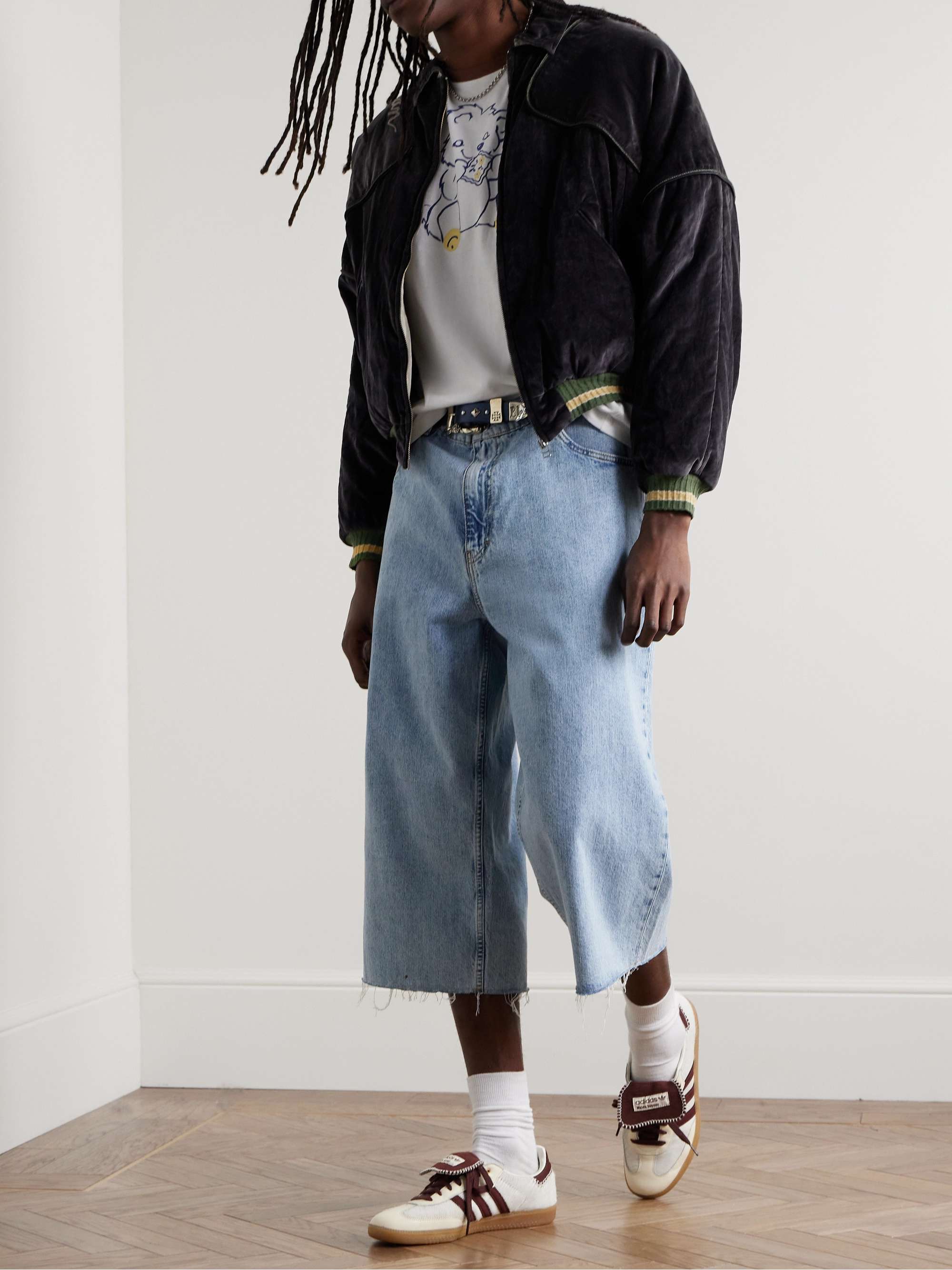 Sham Convertible Embroidered Cotton-Velvet Bomber Jacket view