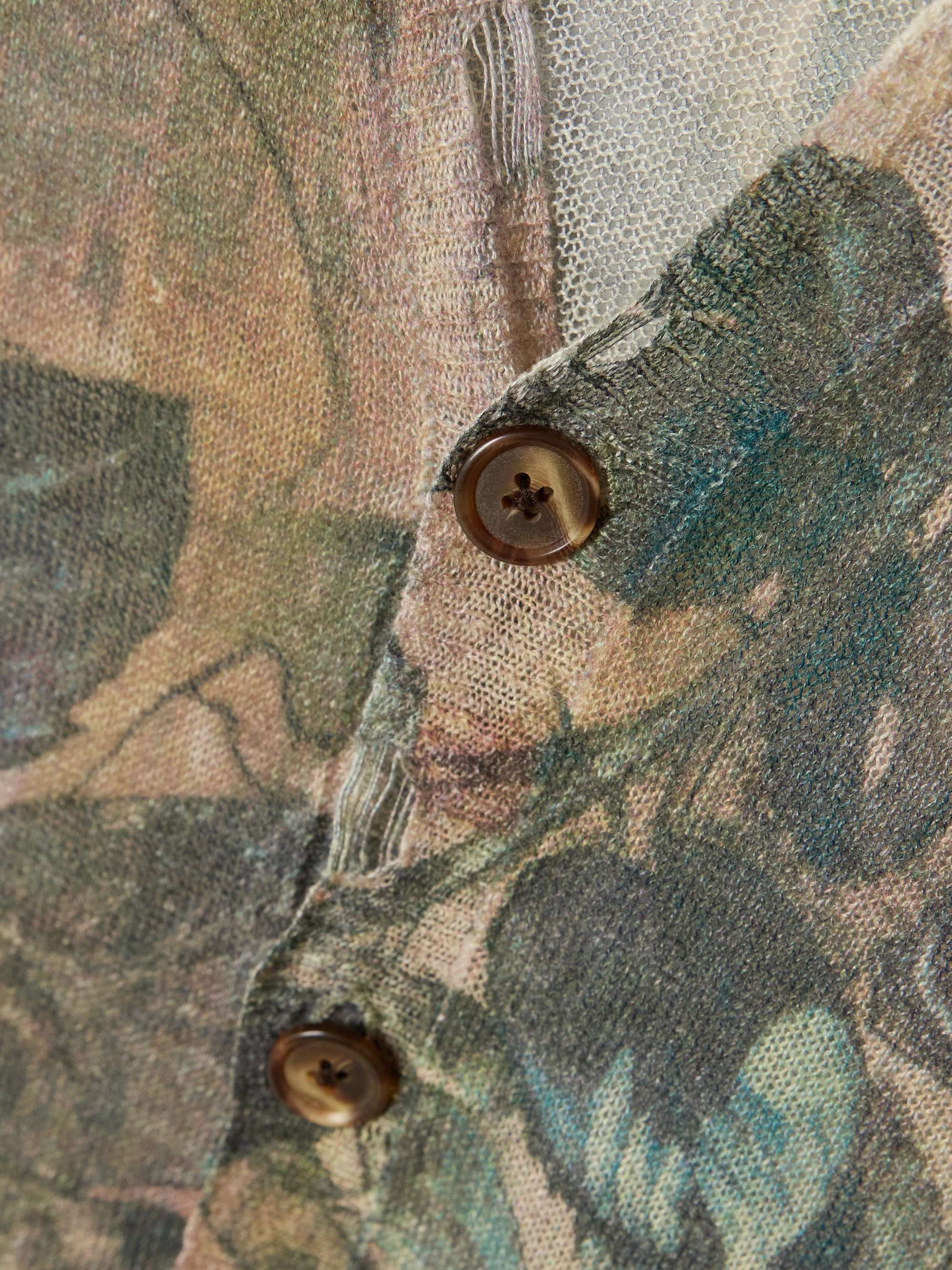 Boyfriend distressed floral-print linen cardigan view