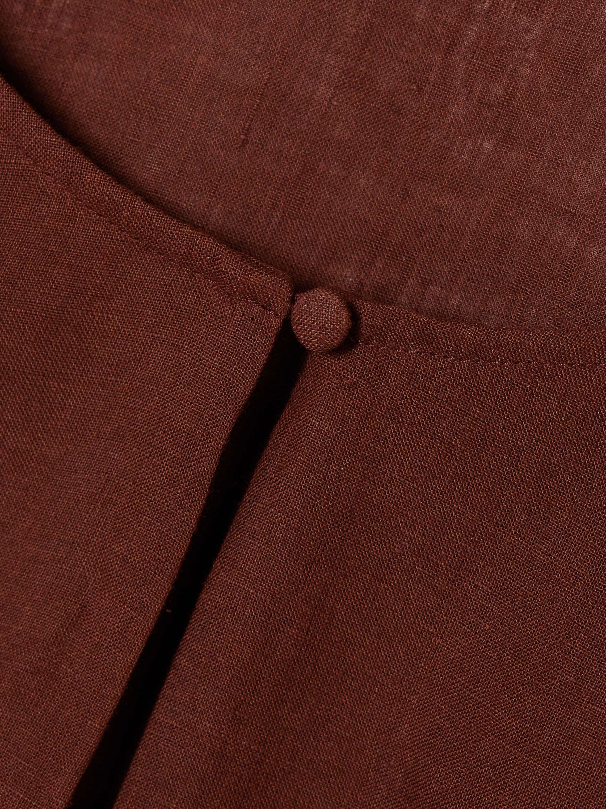 L'Intemporel Gracieux cropped gathered linen top view