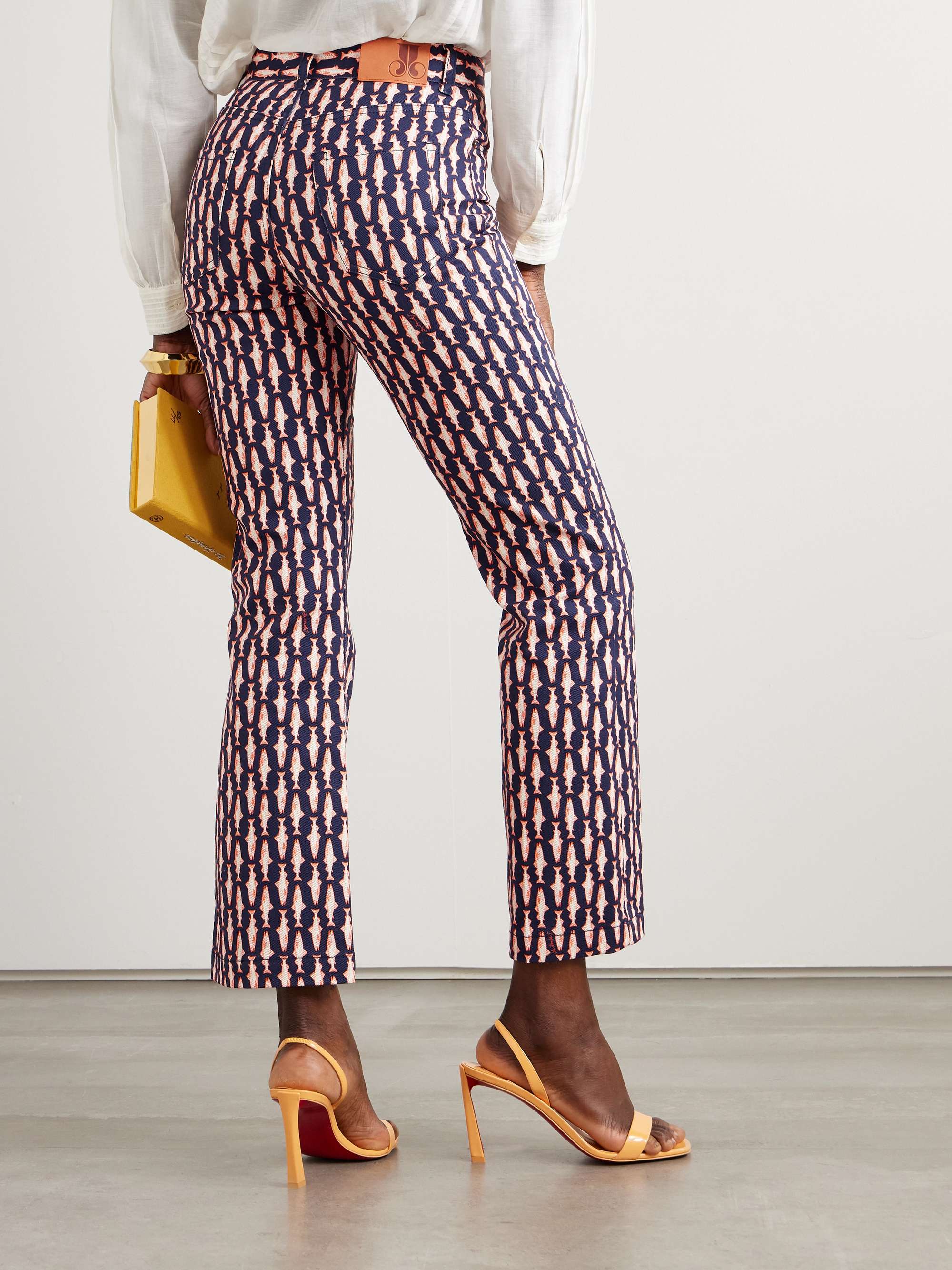 The Cropped printed mid-rise flared jeans view