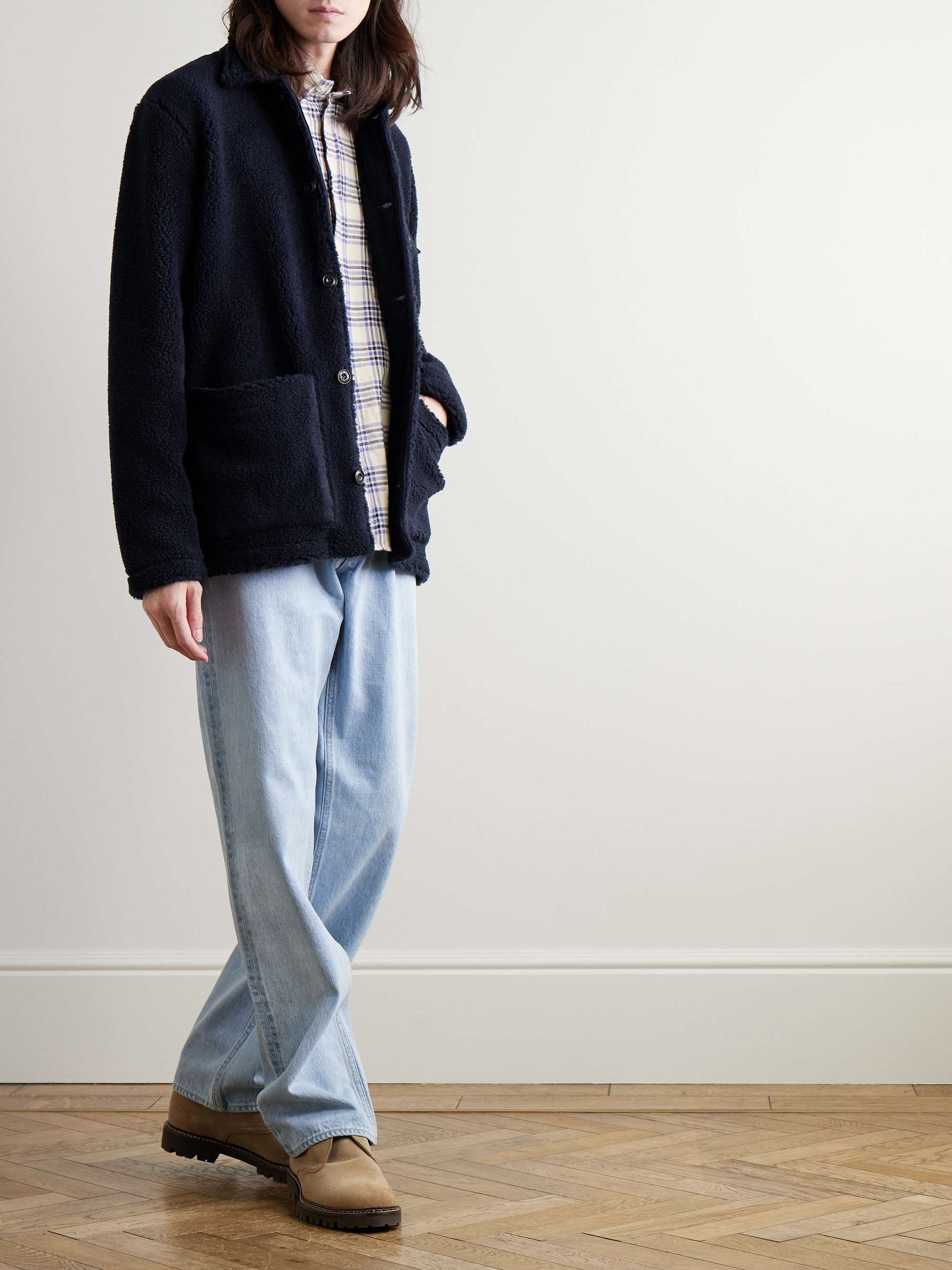 Cotton Corduroy-Trimmed Fleece Jacket view