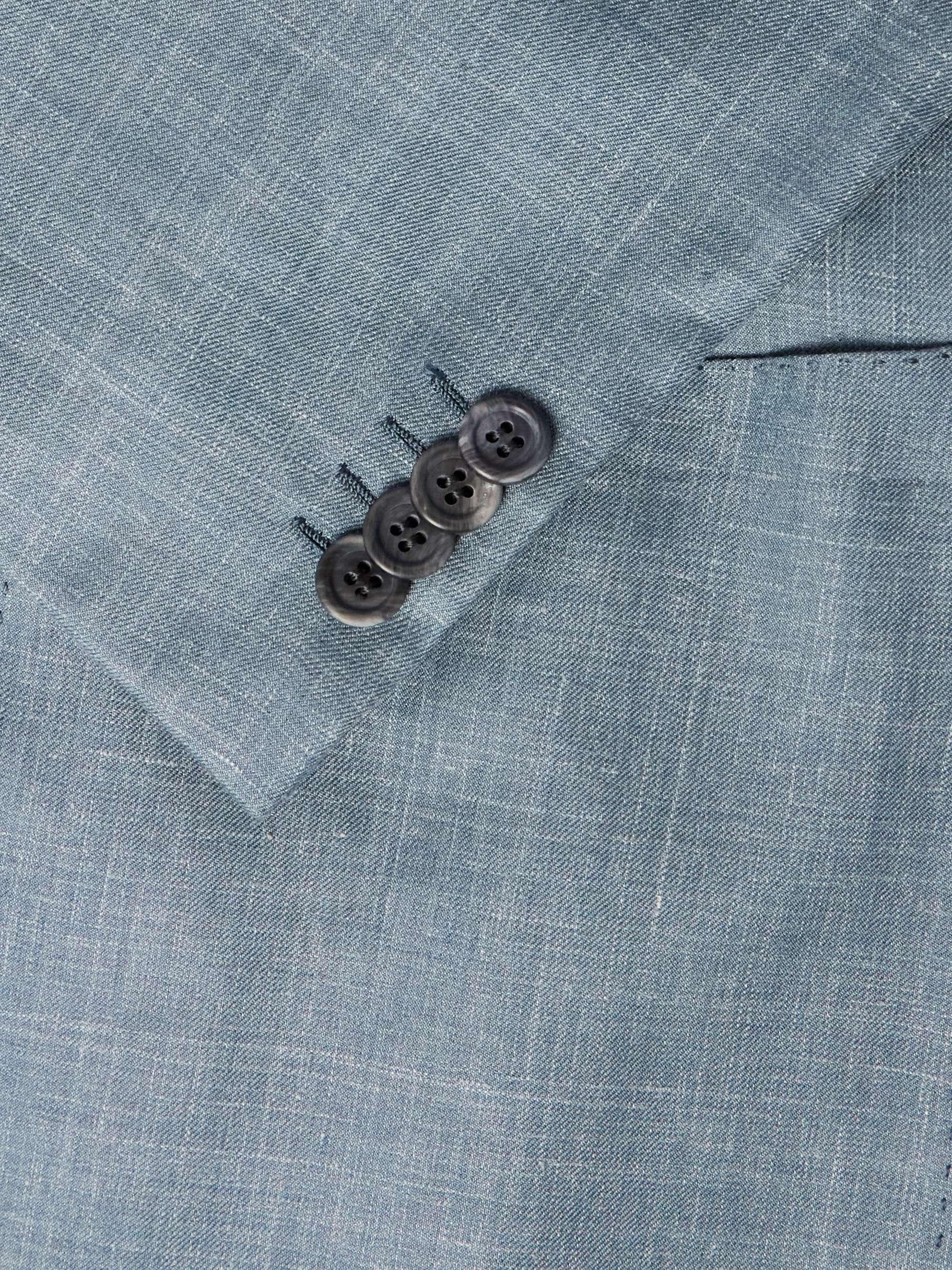 Double-Breasted Silk, Cashmere and Linen-Blend Suit Jacket view