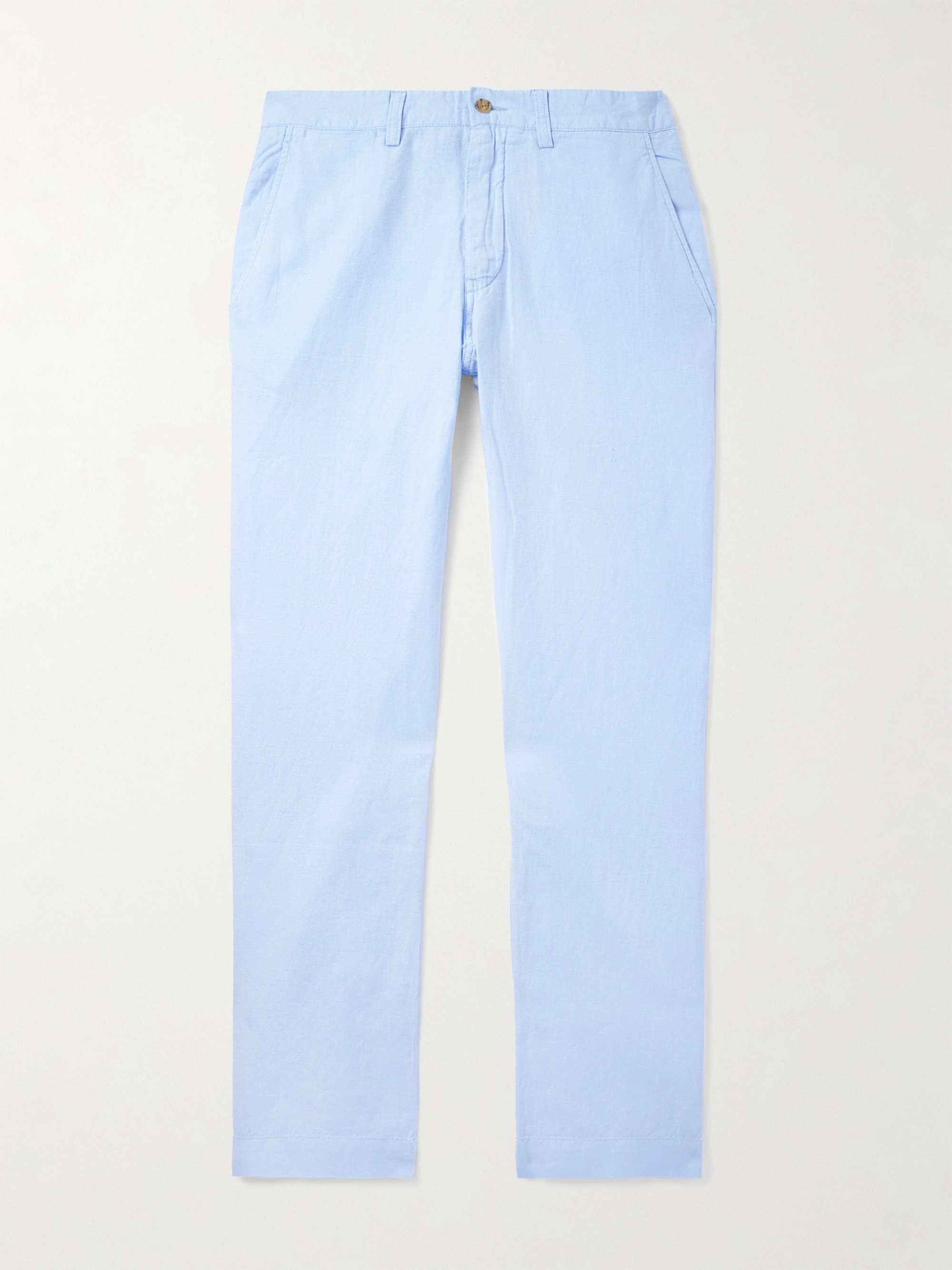 Straight-Leg Linen and Cotton-Blend Trousers view