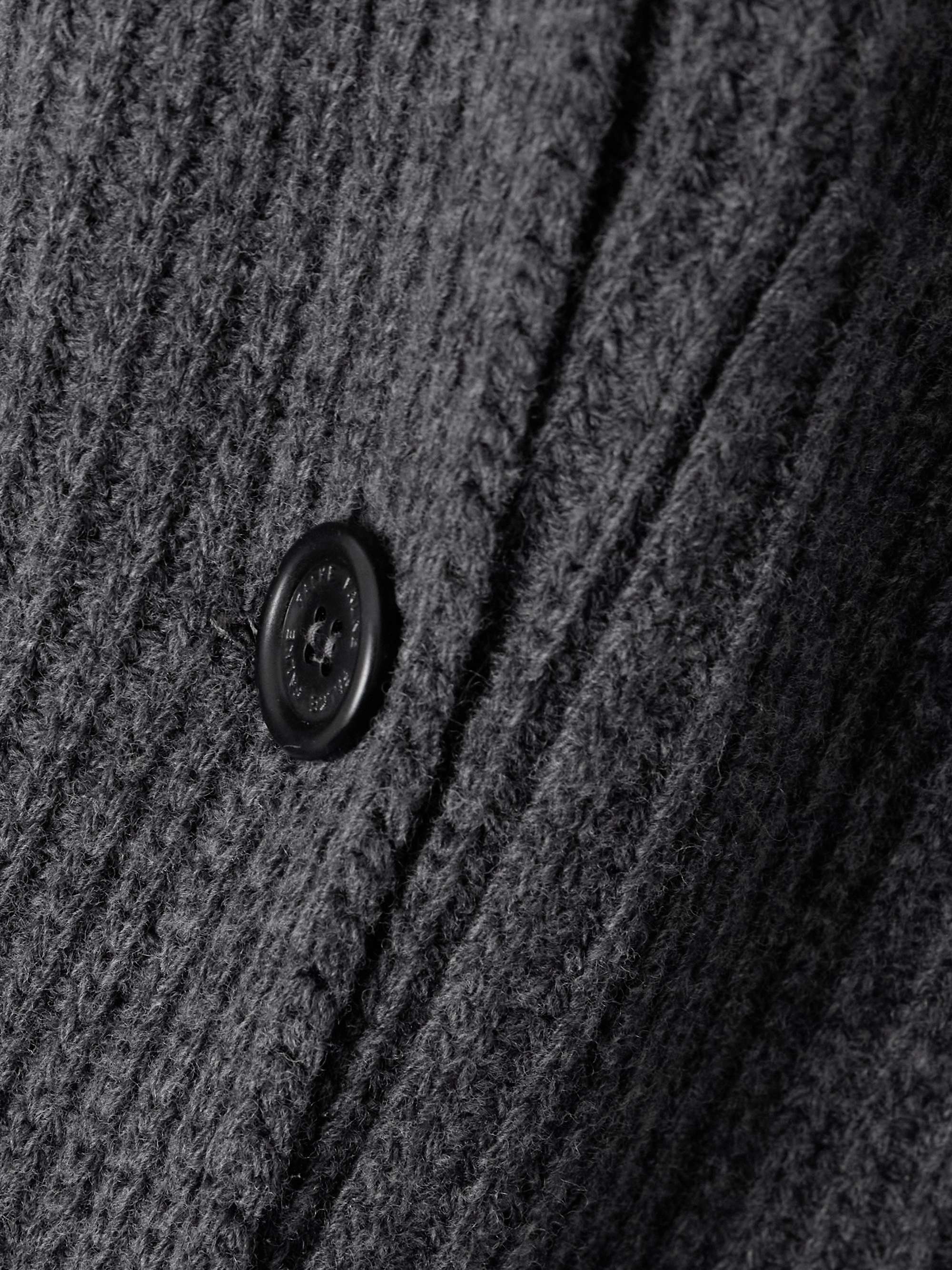 Double-breasted ribbed wool cardigan view