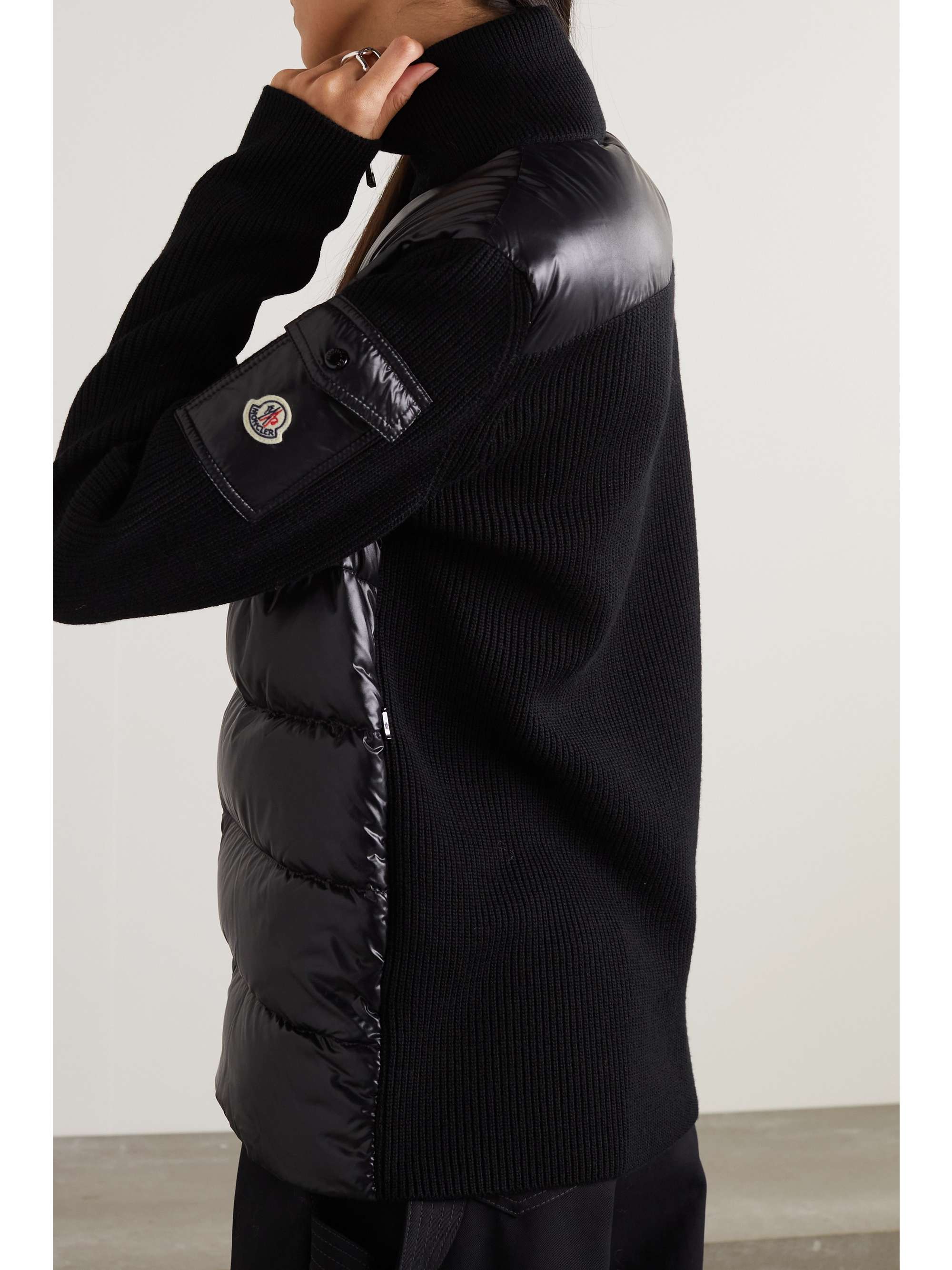 Ribbed wool and quilted glossed-shell down jacket view