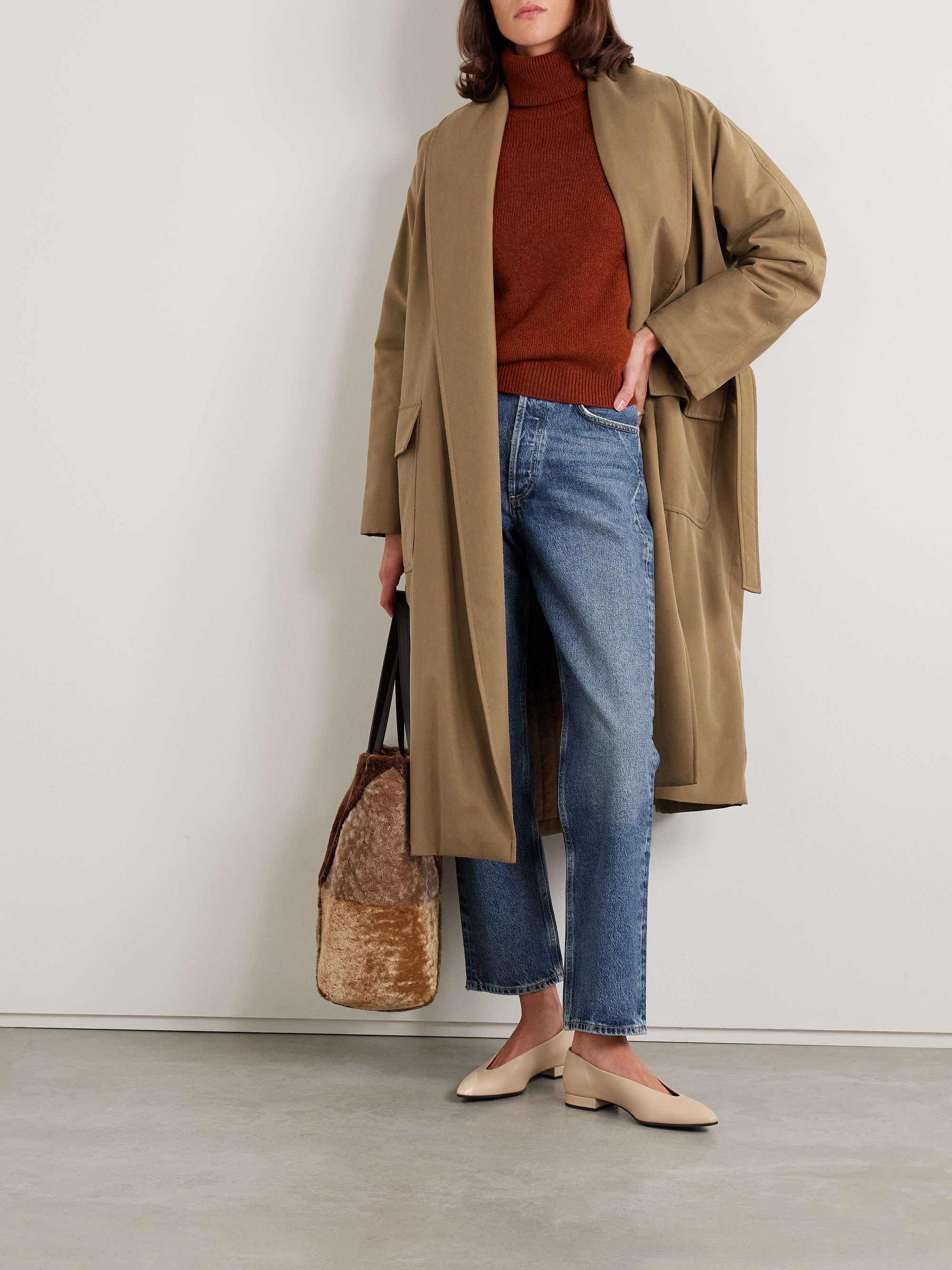 Dwight belted silk coat view