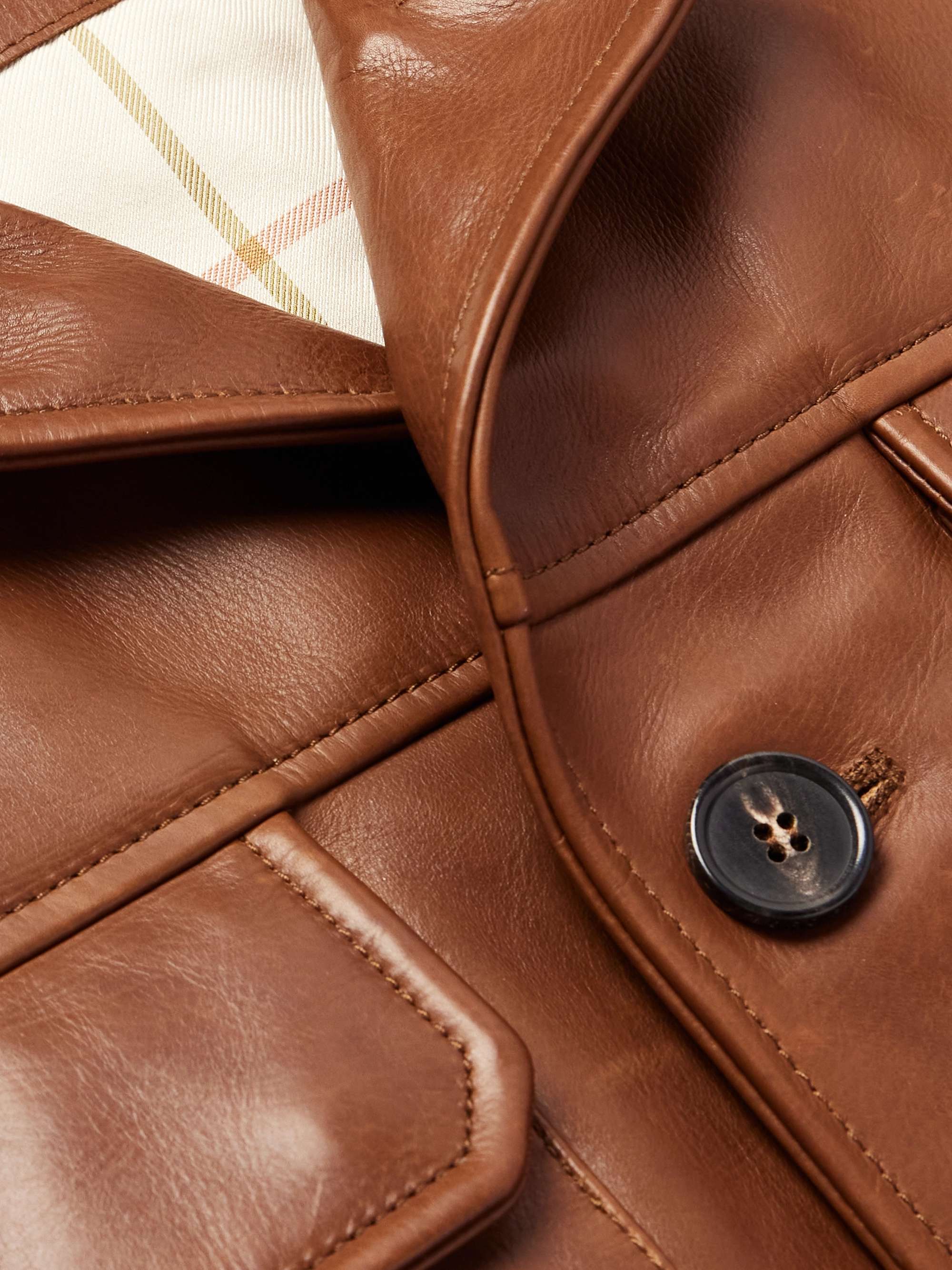 Shearling-Trimmed Leather Jacket view